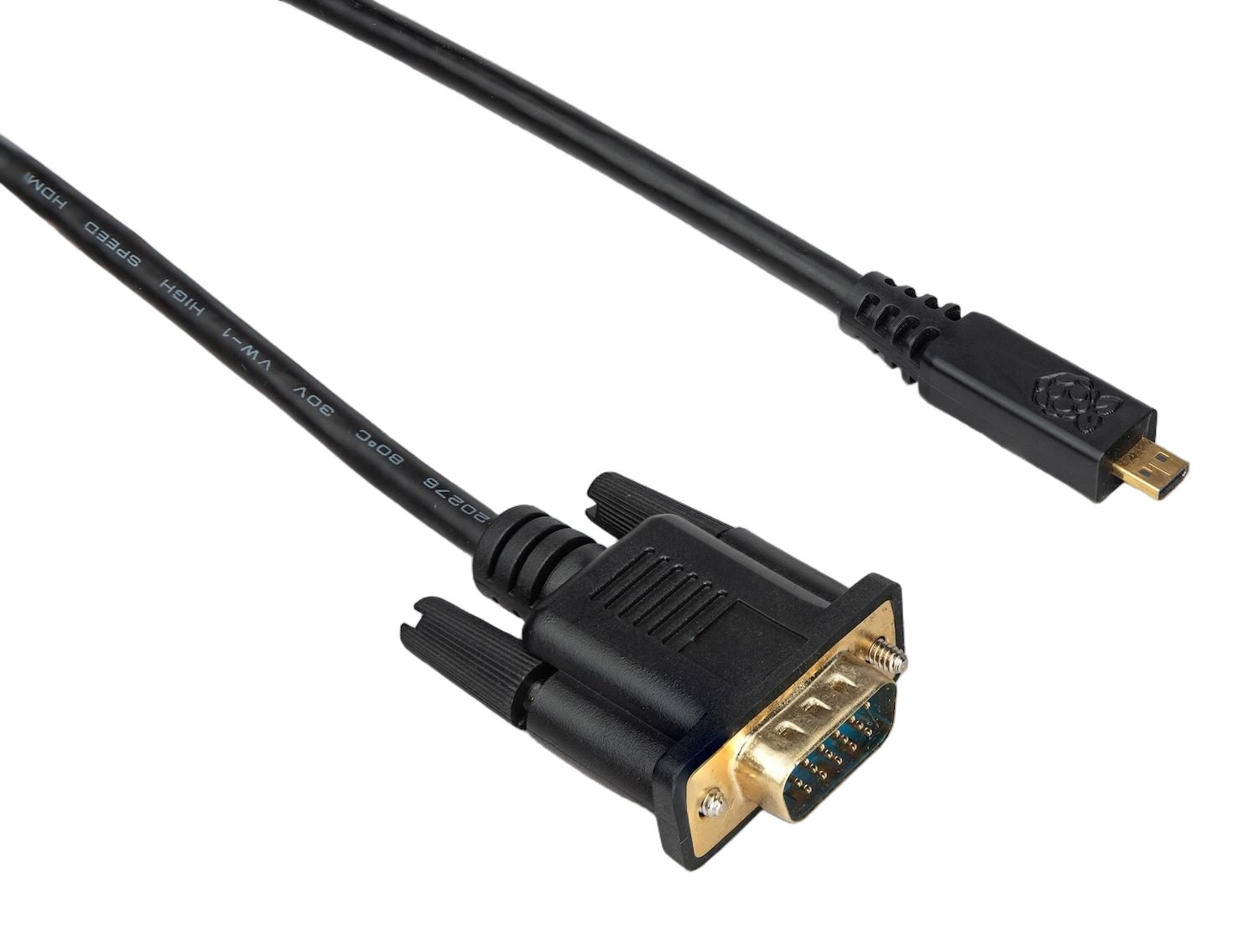 Raspberry Pi Foundation offizielles Raspberry Pi Micro HDMI auf VGA Kabel, schwarz, 1,0m HDMI-Adapter, 100 cm