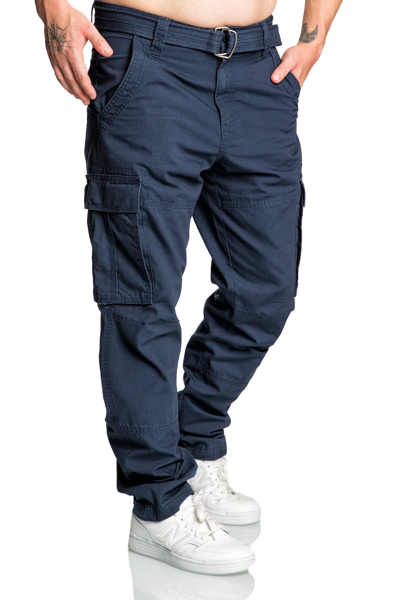 Amaci&Sons Cargohose PASCAGOULA Cargopants Herren Loosefit Jogger Cargo Chino Hose inkl. Gürtel