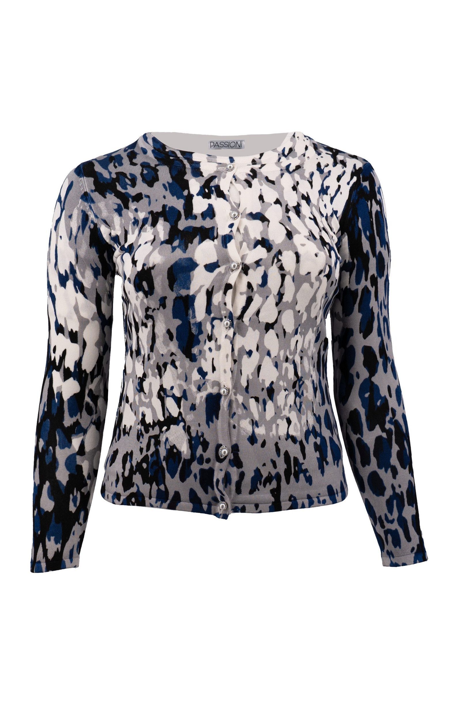 Passioni 2-in-1-Strickjacke Twinset mit grafischen Leomuster – Bild 4 von 5