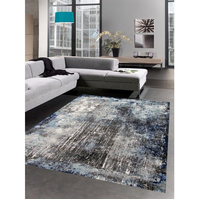 Teppich Teppich modern Wohnzimmerteppich Vintage blau grau schwarz Carpetia rechteckig Höhe: 15 mm