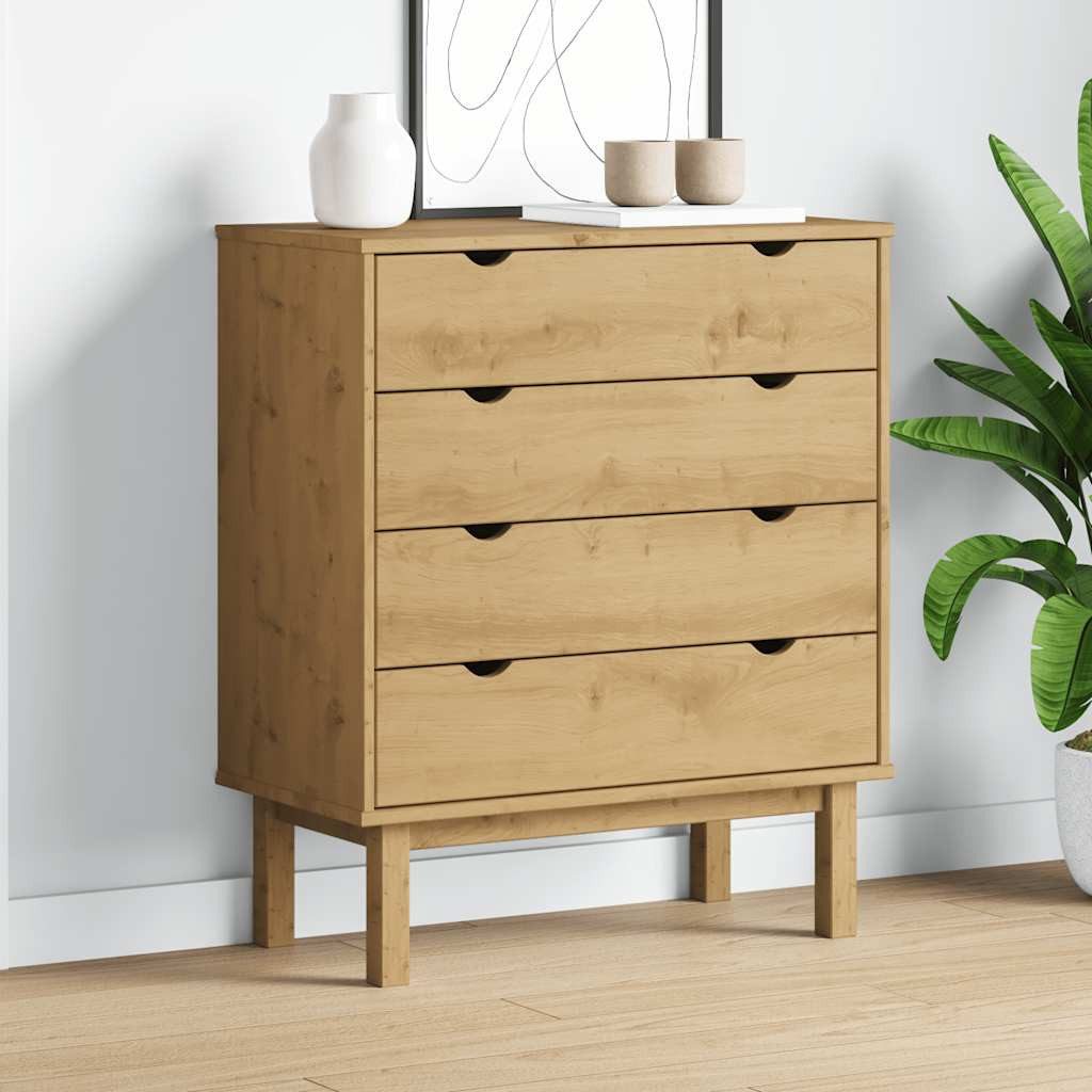 furnicato Kommode Schubladenschrank aus massivem Kiefernholz in Naturfarbe 76,5x39,5x90 (1 St)