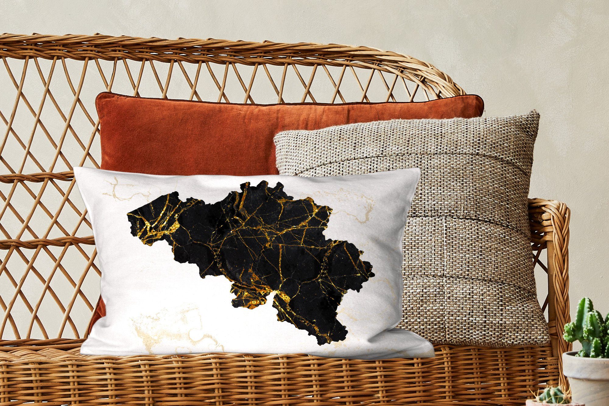 Dekokissen Dekoration, Schlafzimmer - Füllung, Marmor, - Dekokissen Belgien Zierkissen, mit Karte MuchoWow Wohzimmer