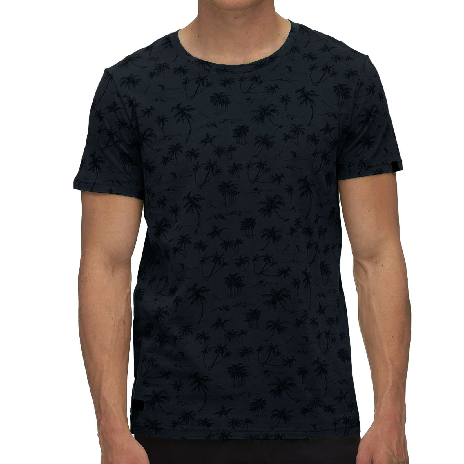 Ragwear T-Shirt Wanno mit Allover-Palmen-Print dark 3012 grey