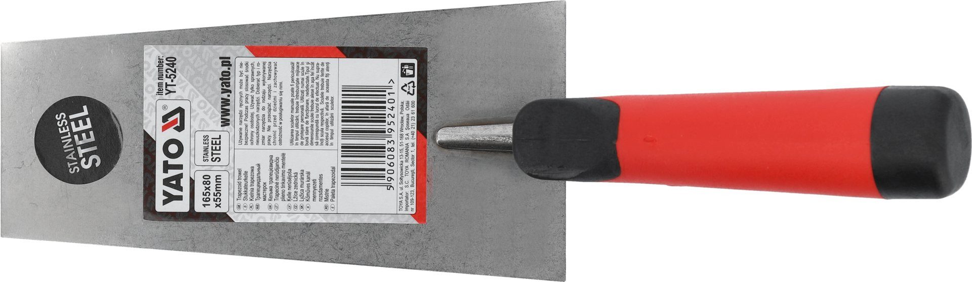 TRIZERATOP Maurerkelle Spatola trapezoidale in acciaio inox 165x80x55mm (Trapezförmige Edelstahl Stuckateurkelle 165x80x55 mm)