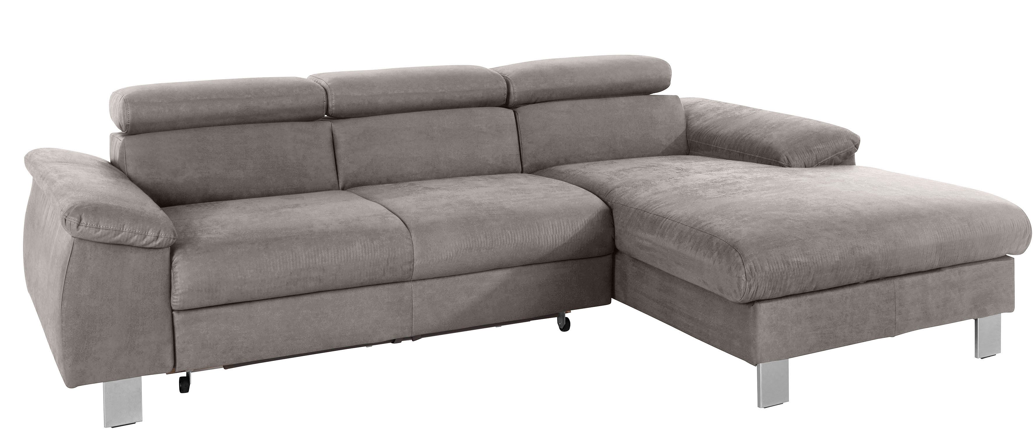 COTTA Ecksofa Komaris L-Form, B: 244 cm, mit Kopfteilverstellung, optional Bettfunktion, Bettkasten & Licht