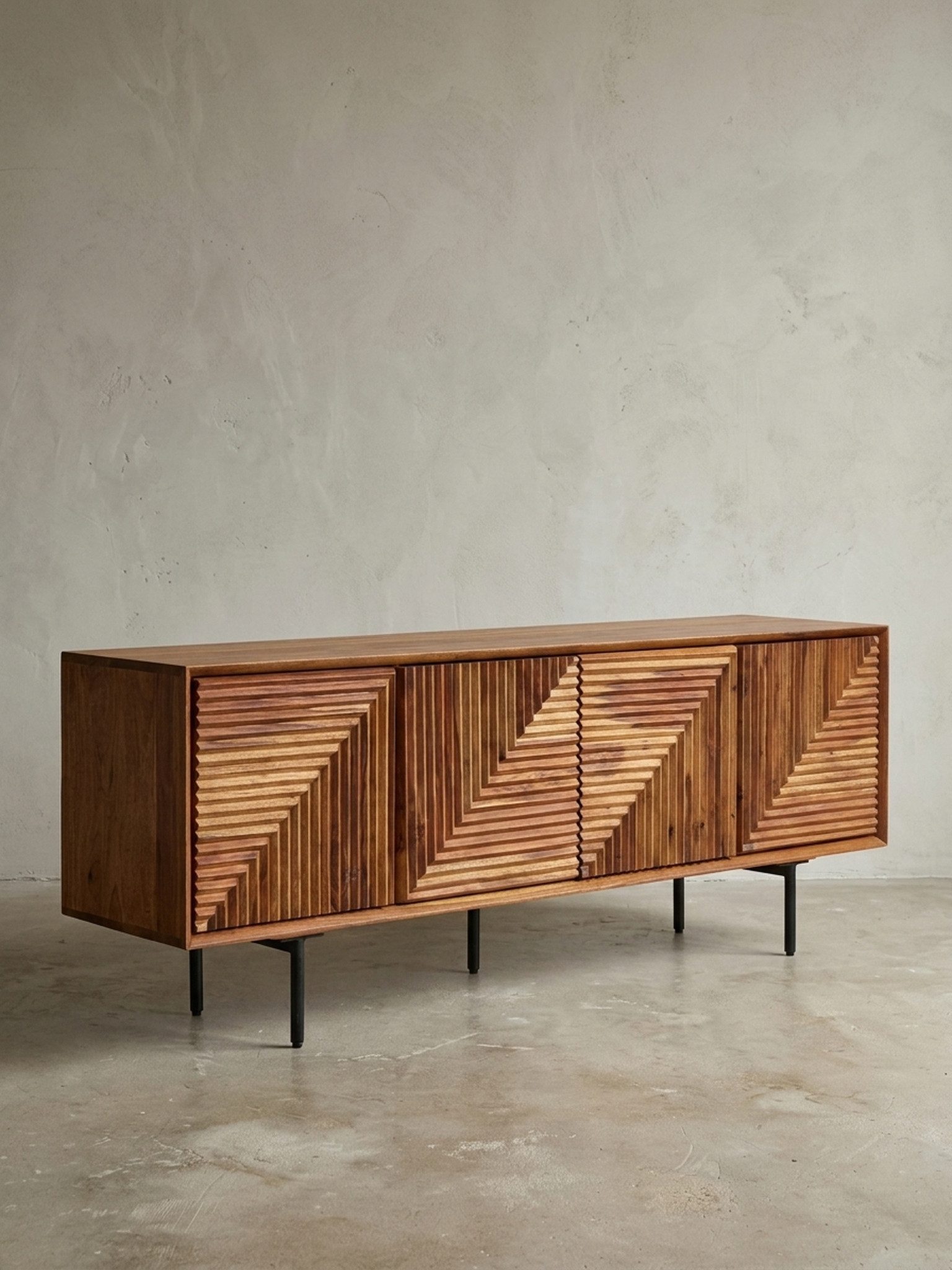 KADIMA DESIGN Lowboard TV-Kommode Massivholz modernes Design viel Stauraum Fernsehschrank