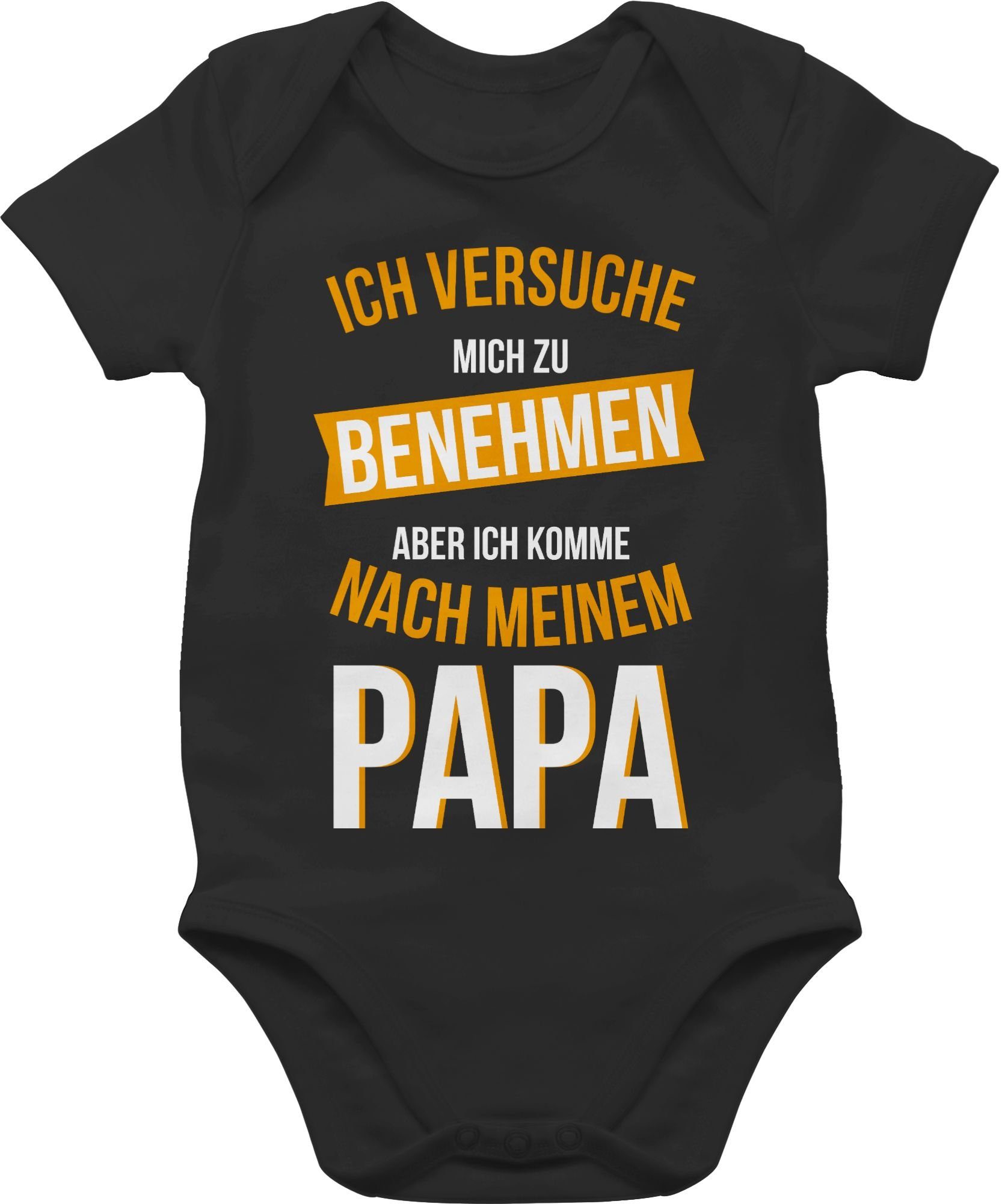 Shirtracer Shirtbody Versuche mich komme Papa benehmen Sprüche Baby zu nach Schwarz 1