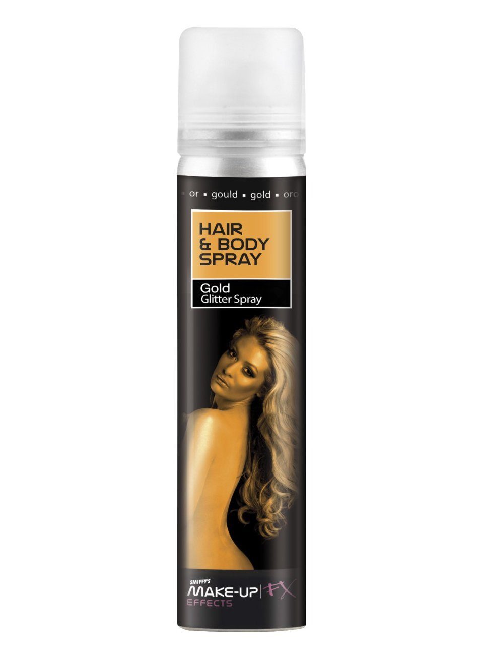 Smiffys Theaterschminke Glitzer Hair & Body Spray gold, 40
