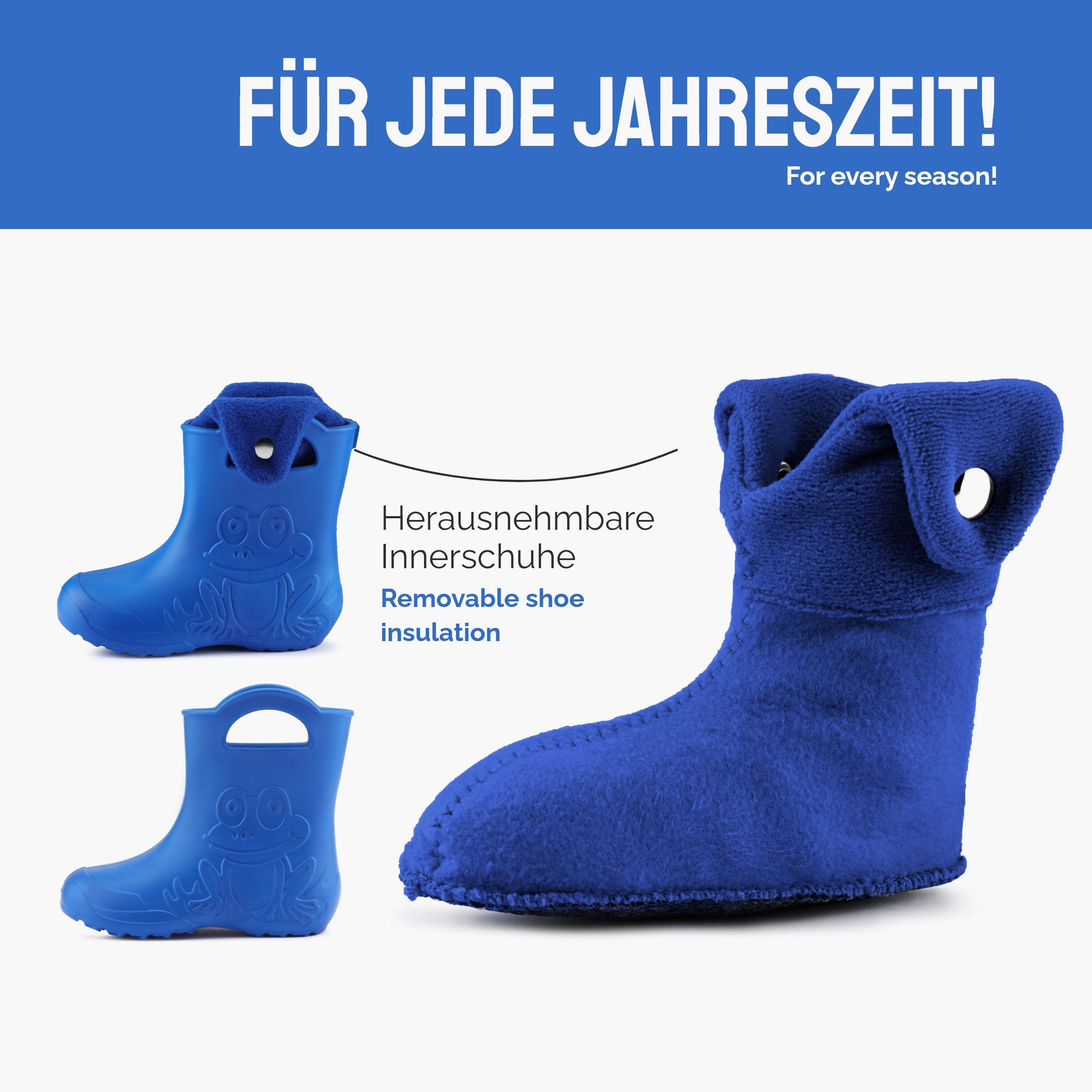Ladeheid EVA Regenschuhe mit herausnehmbares Innenfutter LA-CA-04 Gummistiefel Kinder gefüttert und federleicht – Bild 4 von 5