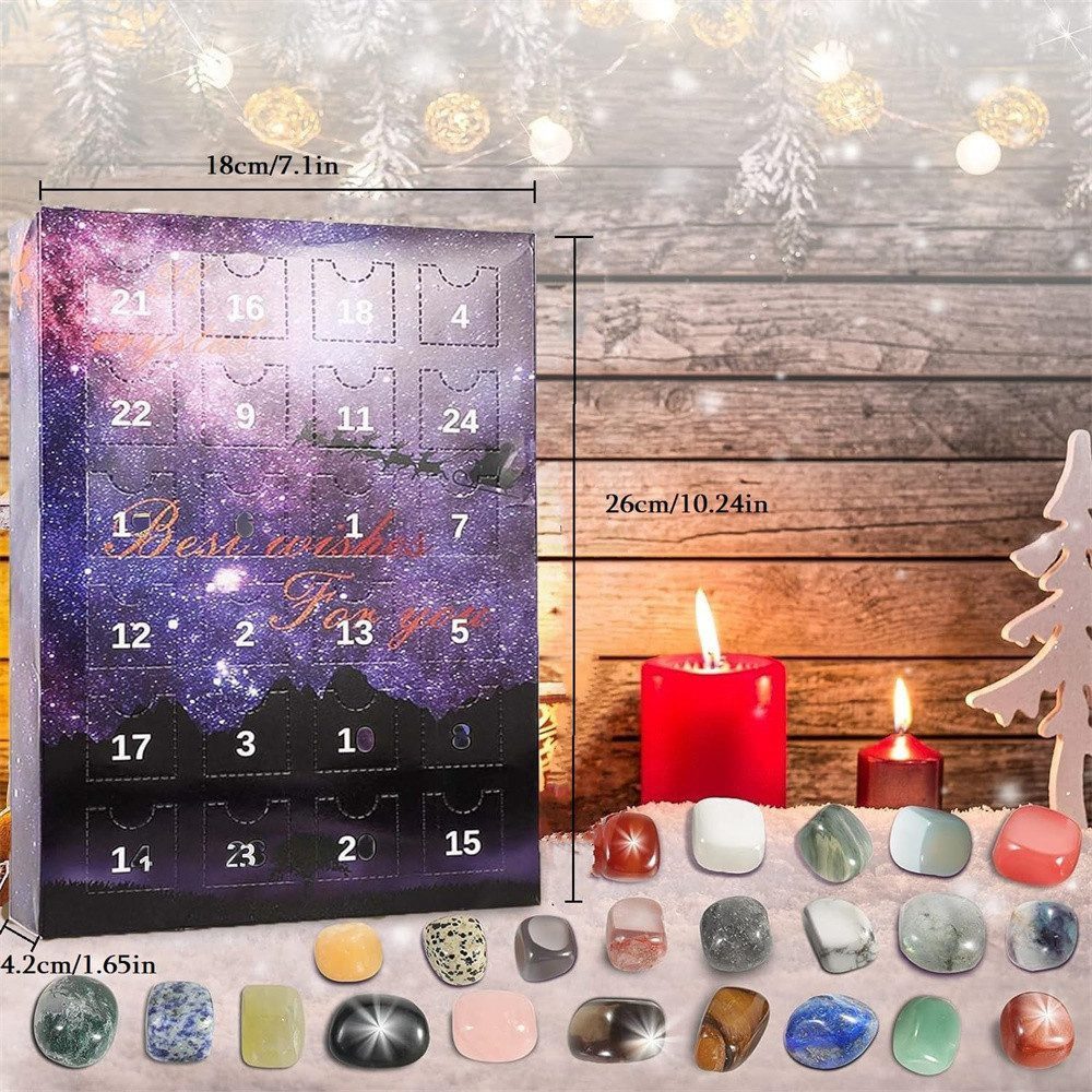 ANYSUN Adventskalender Kristalle Adventskalender Buntes Gestein, Geschenk für Kinder (24-tlg), Dekoration Stein Geschenk für Jungen und Mädchen
