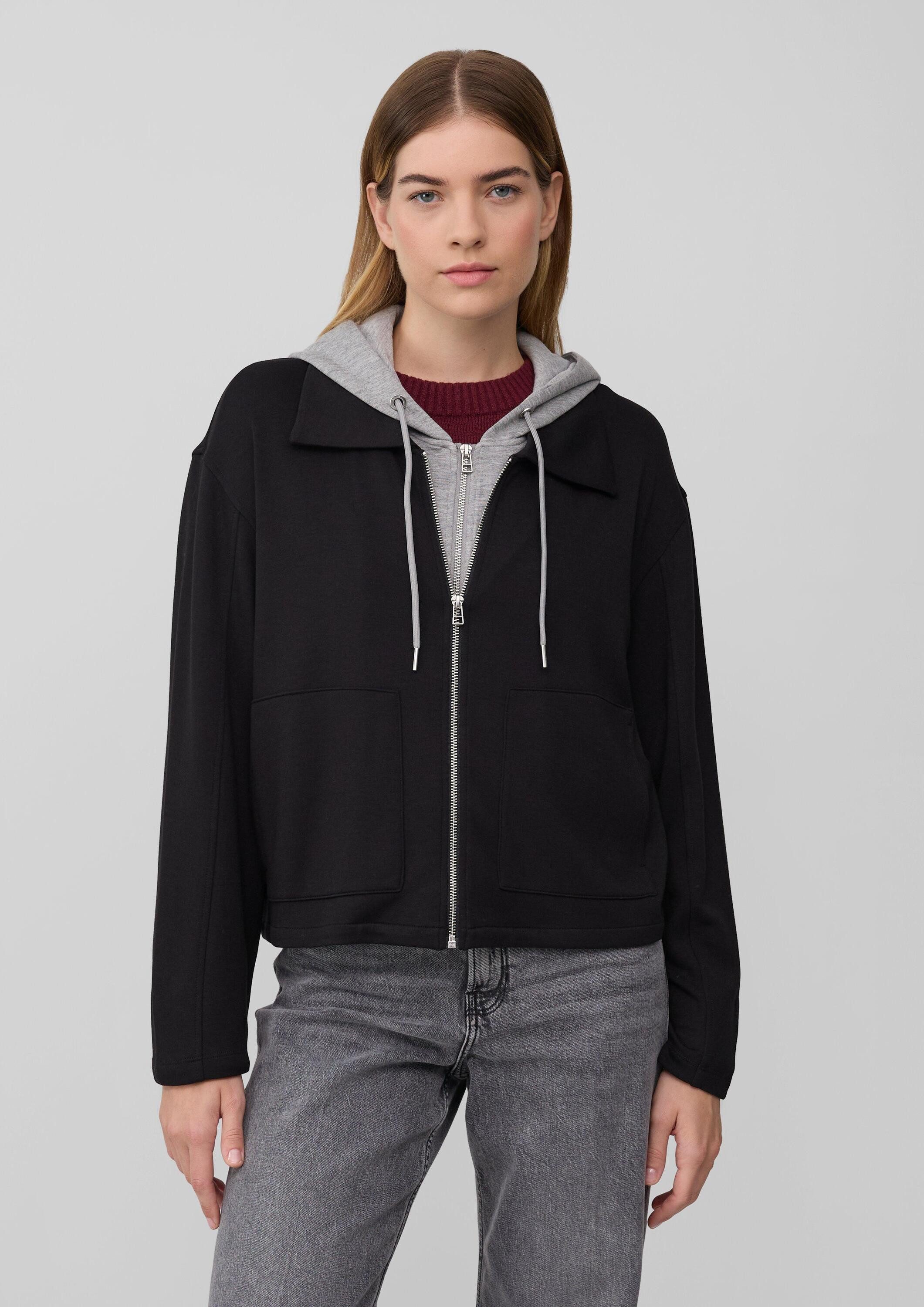 s.Oliver Sweatjacke Sweatshirt Jacke Scuba-Sweatjacke mit herausnehmbarem E günstig online kaufen