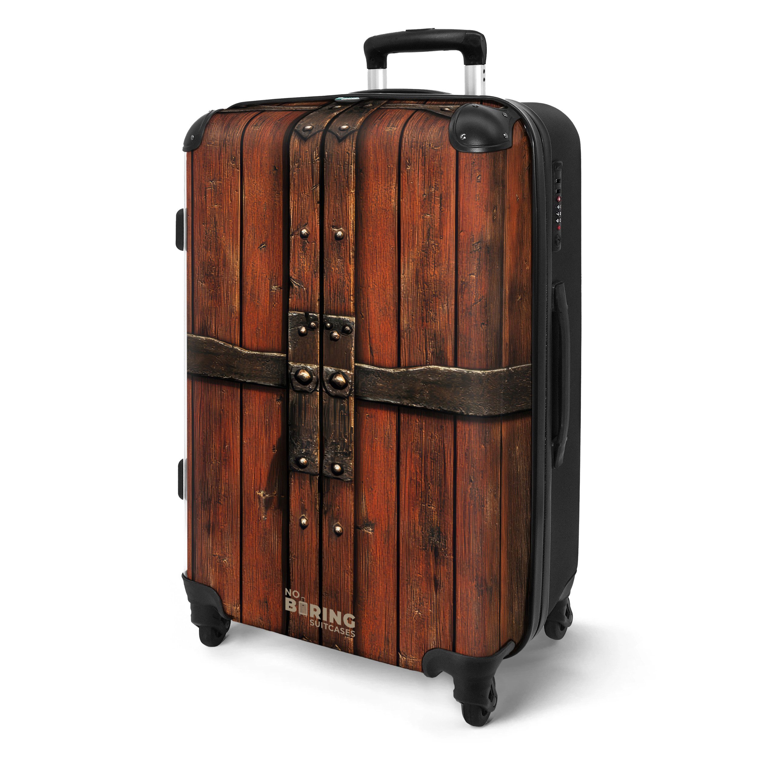 NoBoringSuitcases.com© Hartschalen-Trolley Rote Holztüren mit schmiedeeiser günstig online kaufen