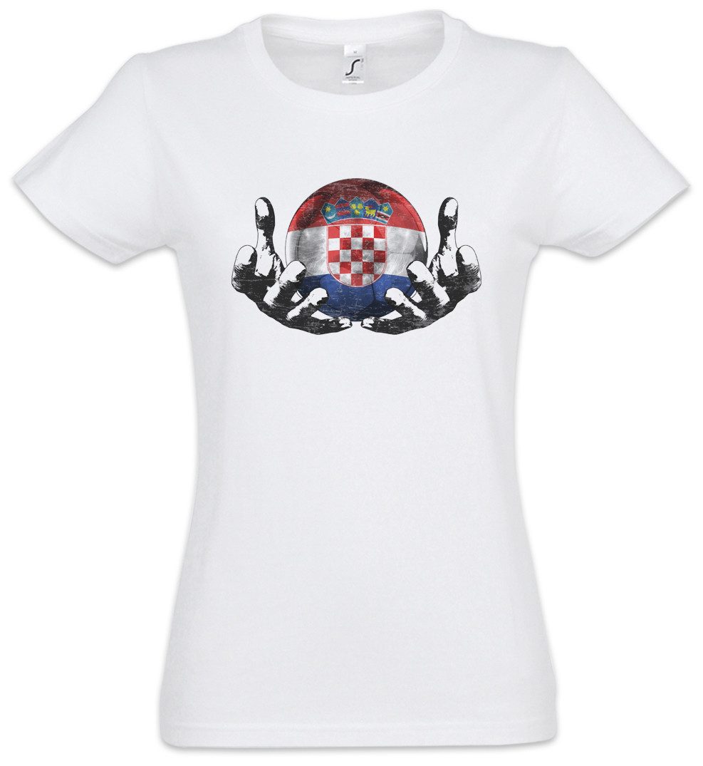 Urban Backwoods Print-Shirt Croatia Football Magic Ball Damen T-Shirt Kroatien Kroatisch (1-tlg) Kroatische Fahne Croatian Fußball