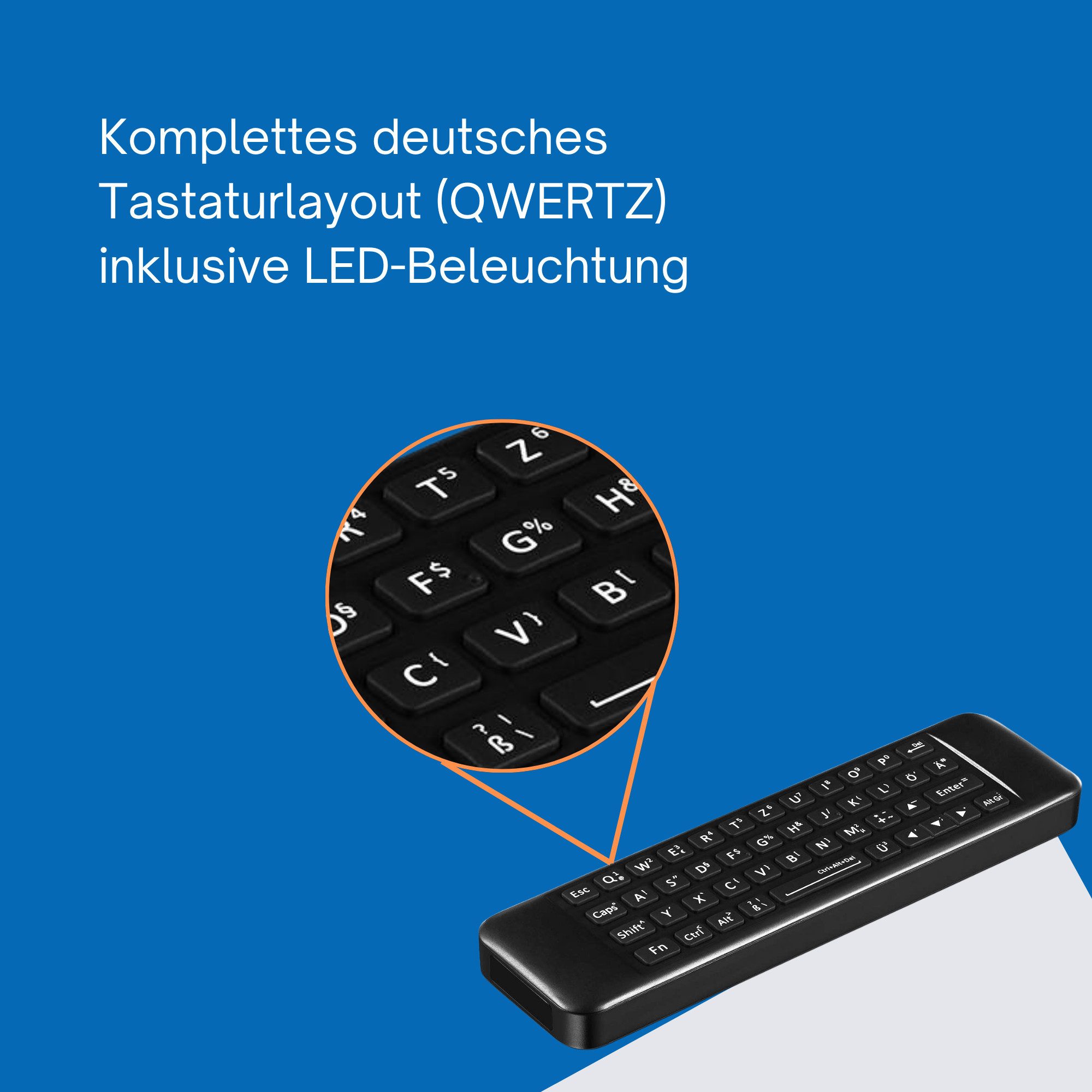 Orbsmart WA-1 Tastatur- und Maus-Set, kabellose Windows 10/11 deutsche Airmouse inkl. Beleuchtung – Bild 5 von 5