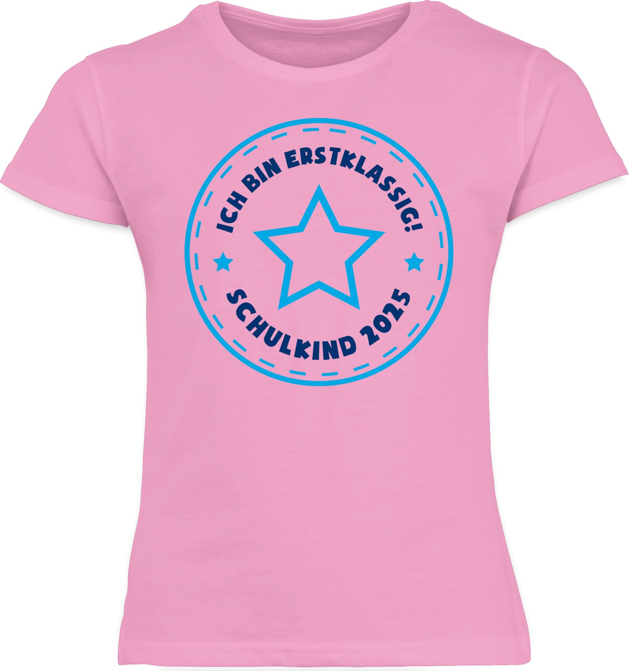T-Shirt Schulkind 2025 Ich bin erstklassig Stern blau