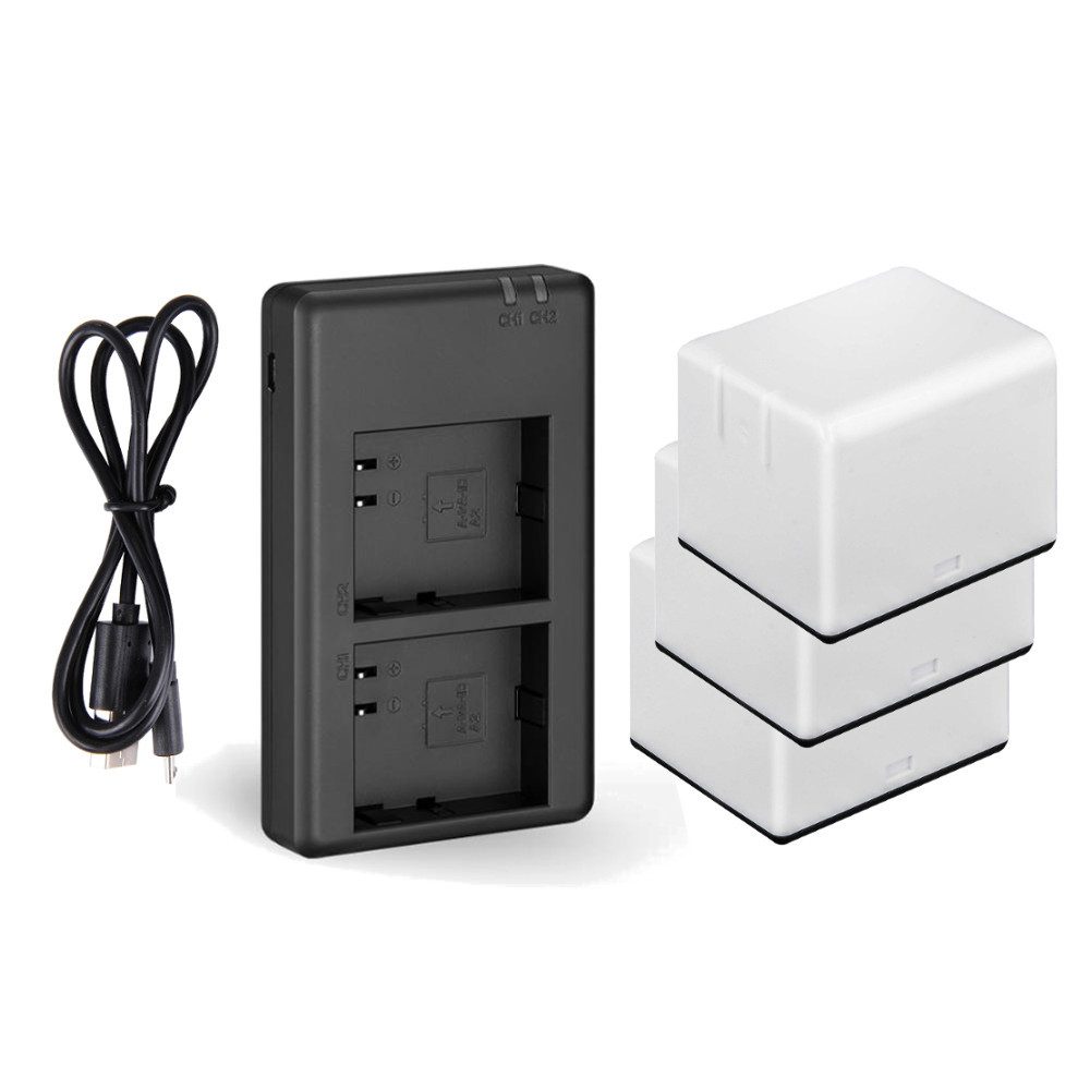 Trade-Shop 4in1 Set passend für Arlo Pro/Pro 2 VM4030 VMA4400 A1 A1B Ladegerät + Kamera-Akku Li-Ion 2000 mAh (7,2 V), Mit Micro-USB und USB-C