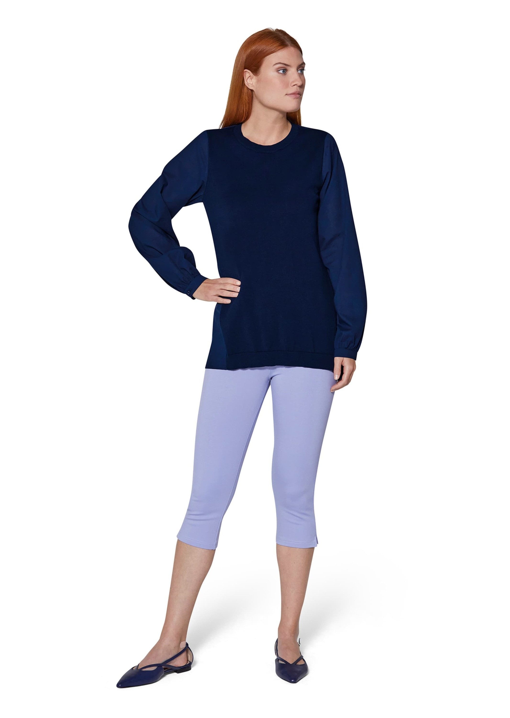 Strickpullover Legerer Pullover in raffiniertem Material-Mix