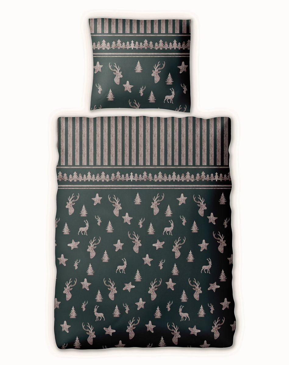 JACK Bettwäsche 135x200cm Fleece Hirsch Tannenbaum günstig online kaufen