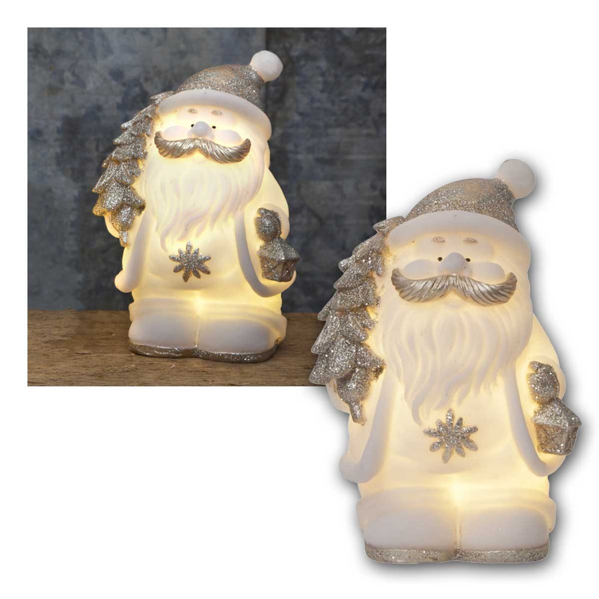STAR TRADING LED Dekoobjekt Deko Figur Weihnachtsmann weiß/silber, 4 LED warm