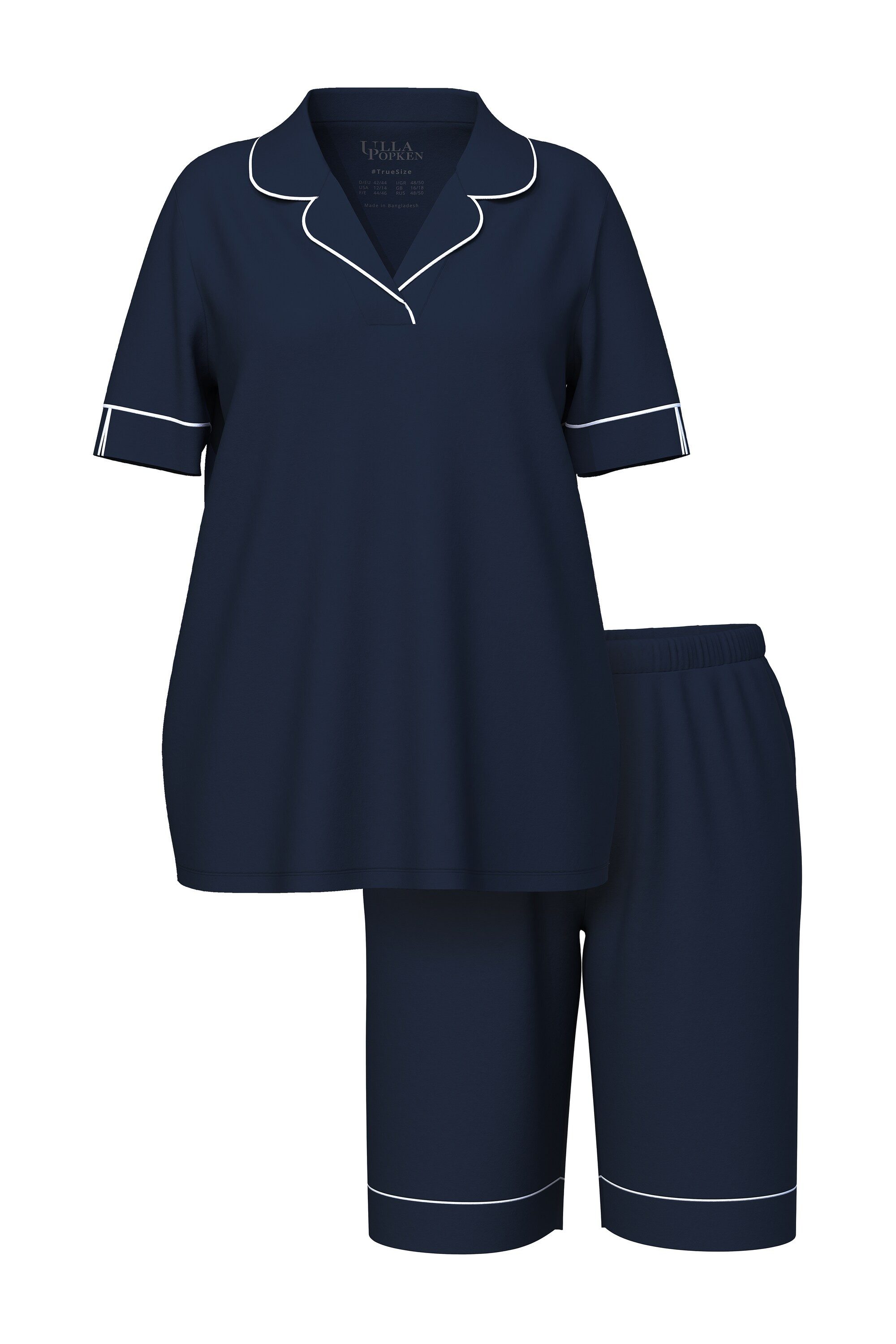 Ulla Popken Pyjama Pyjama Zierpaspeln Reverskragen Halbarm Modalmix