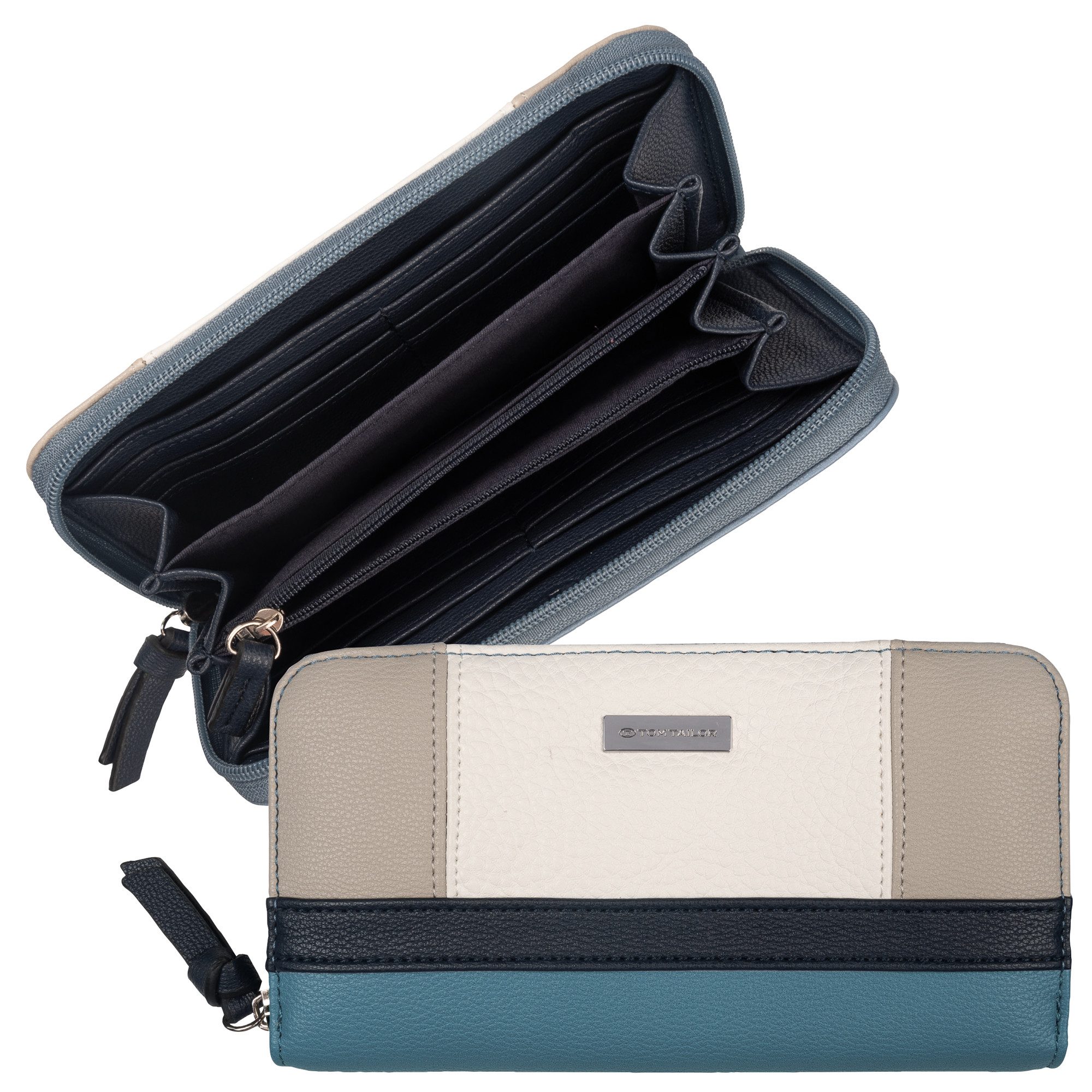 TOM TAILOR Geldbörse Juna, aus soft genarbtem ledrigen Material mit glänzenden Metall-Accessoires