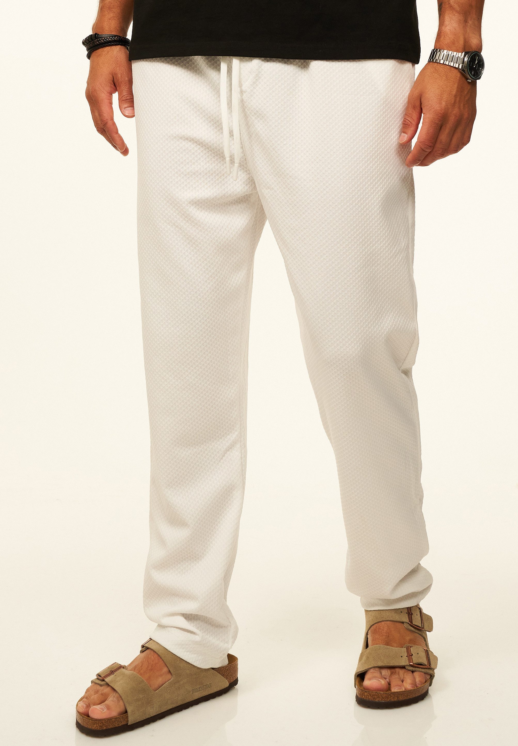 CARISMA Stoffhose als Sommerhose mit Gummibund & Kordel im Chinohose Stil Herren luftige Freizeithose mit Waffelstruktur - Jogginghose