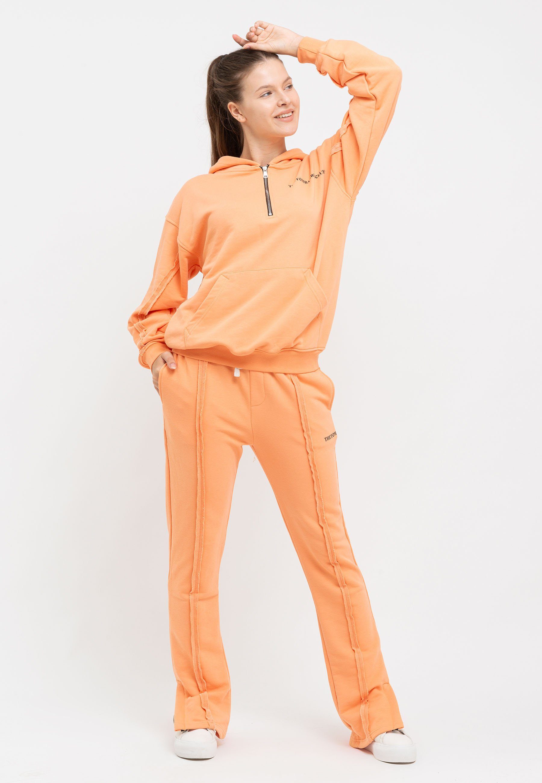 Tom Barron Freizeitanzug TOM BARRON WOMEN OVERSIZE HALF ZIPPER CASUAL SWEATSHIRT AND PANT SET, mit sportivem Design orange