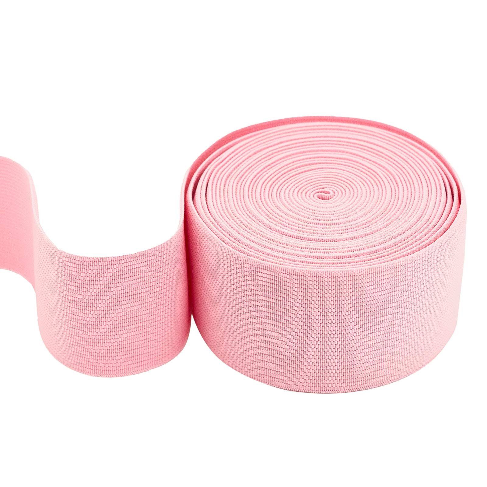 maDDma Gummiband 5m Gummiband 50 mm Gummilitze elastisches Band Bekleidungsgummi, rosa