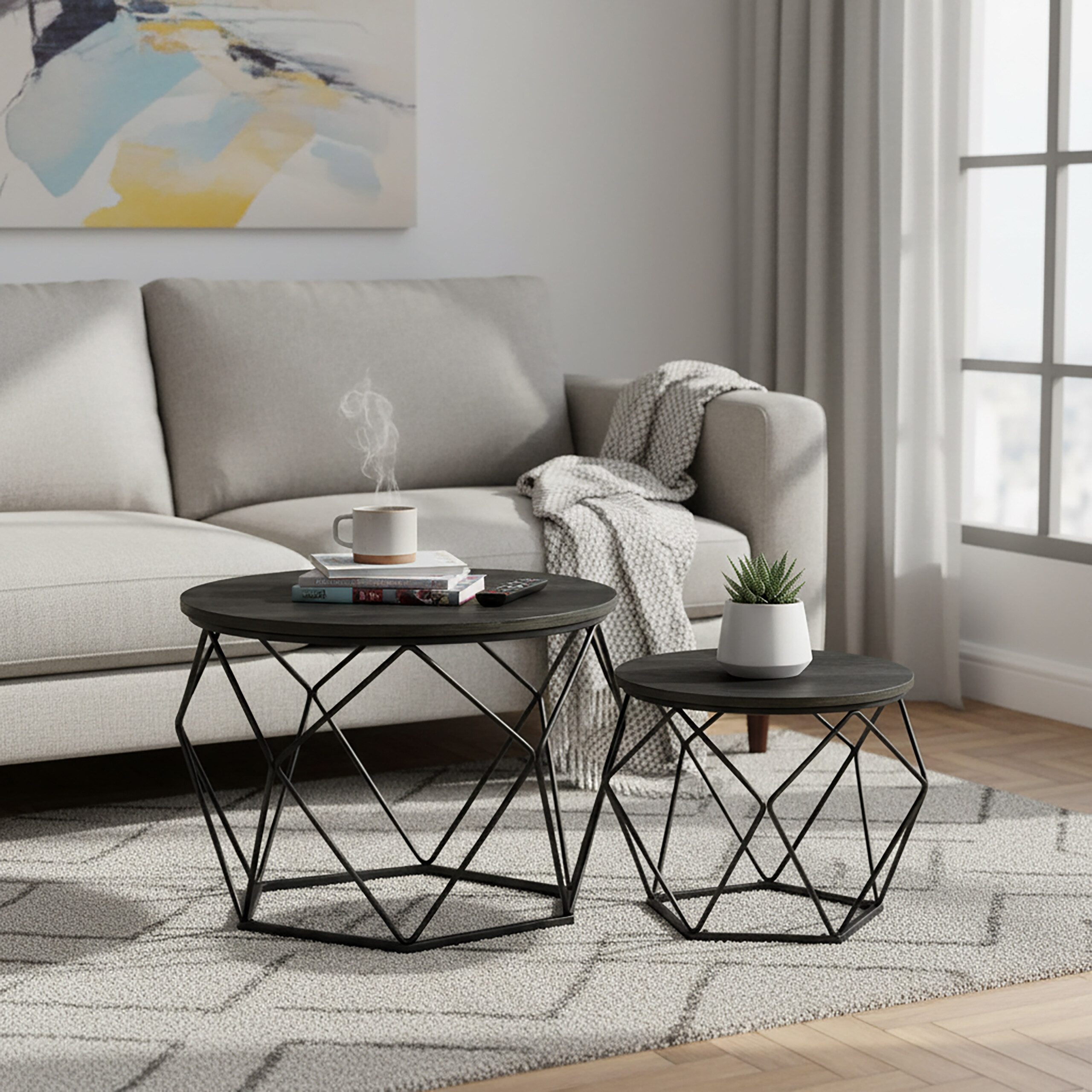 relaxdays Couchtisch 2er Set (2-teiliges Set), Schwarz-Schwarz günstig online kaufen