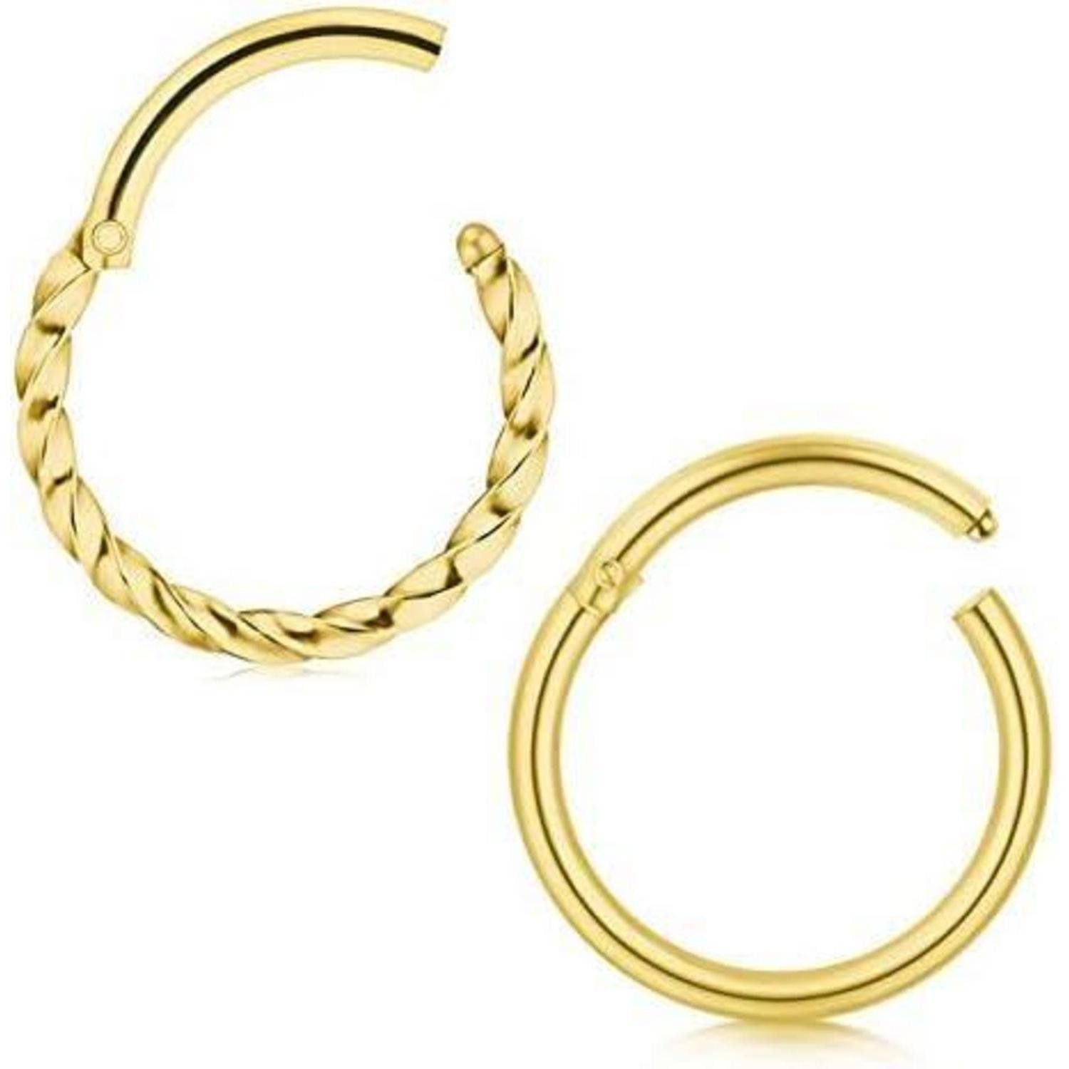 Nasenpiercing Nasenring 2stk 16G Edelstahl Klappbar Clicker Septum Helix Gold