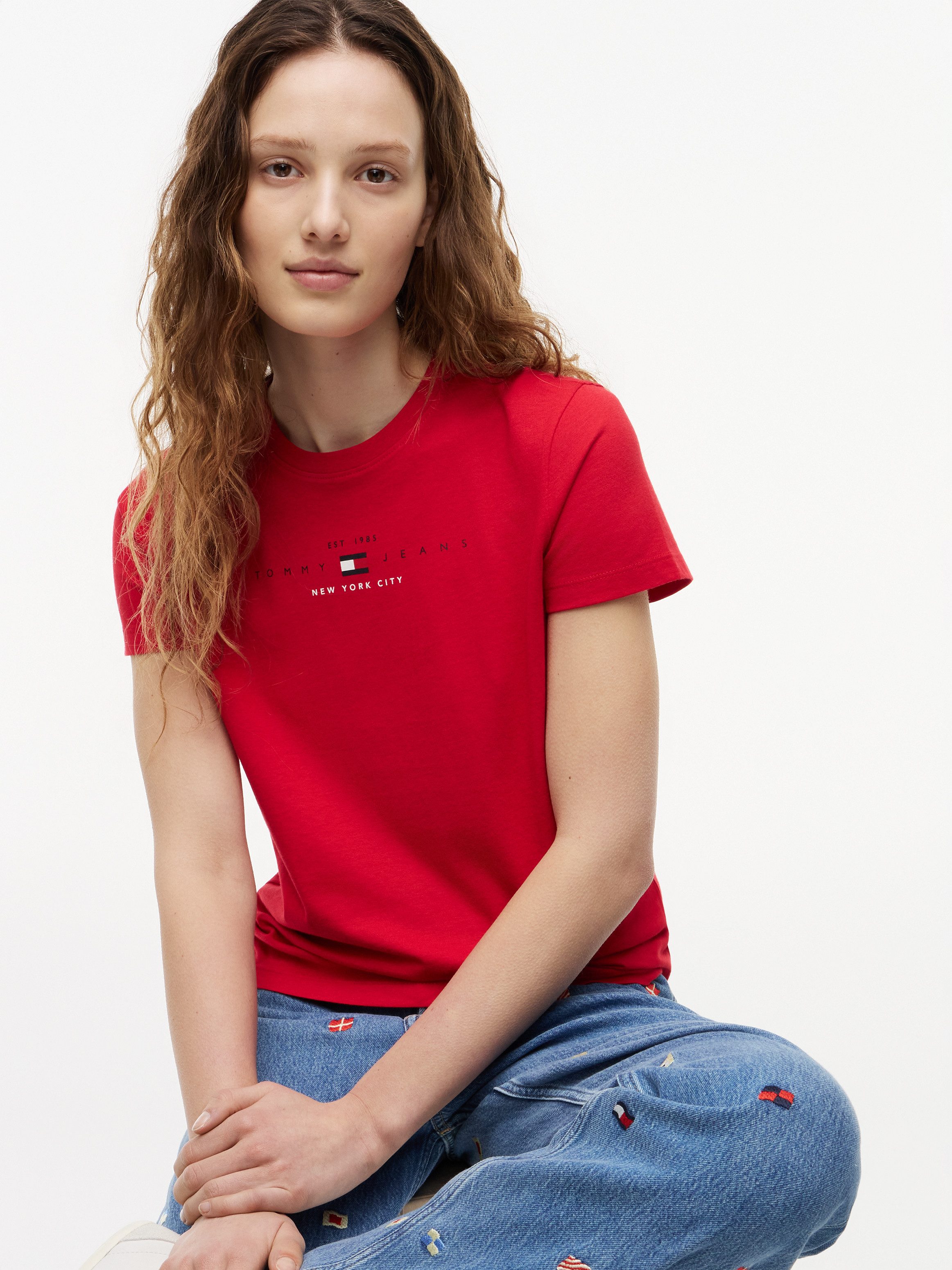 Tommy Jeans Kurzarmshirt TJW REG US LINEAR SS TEE Baumwollmischung, regular fit, Logo