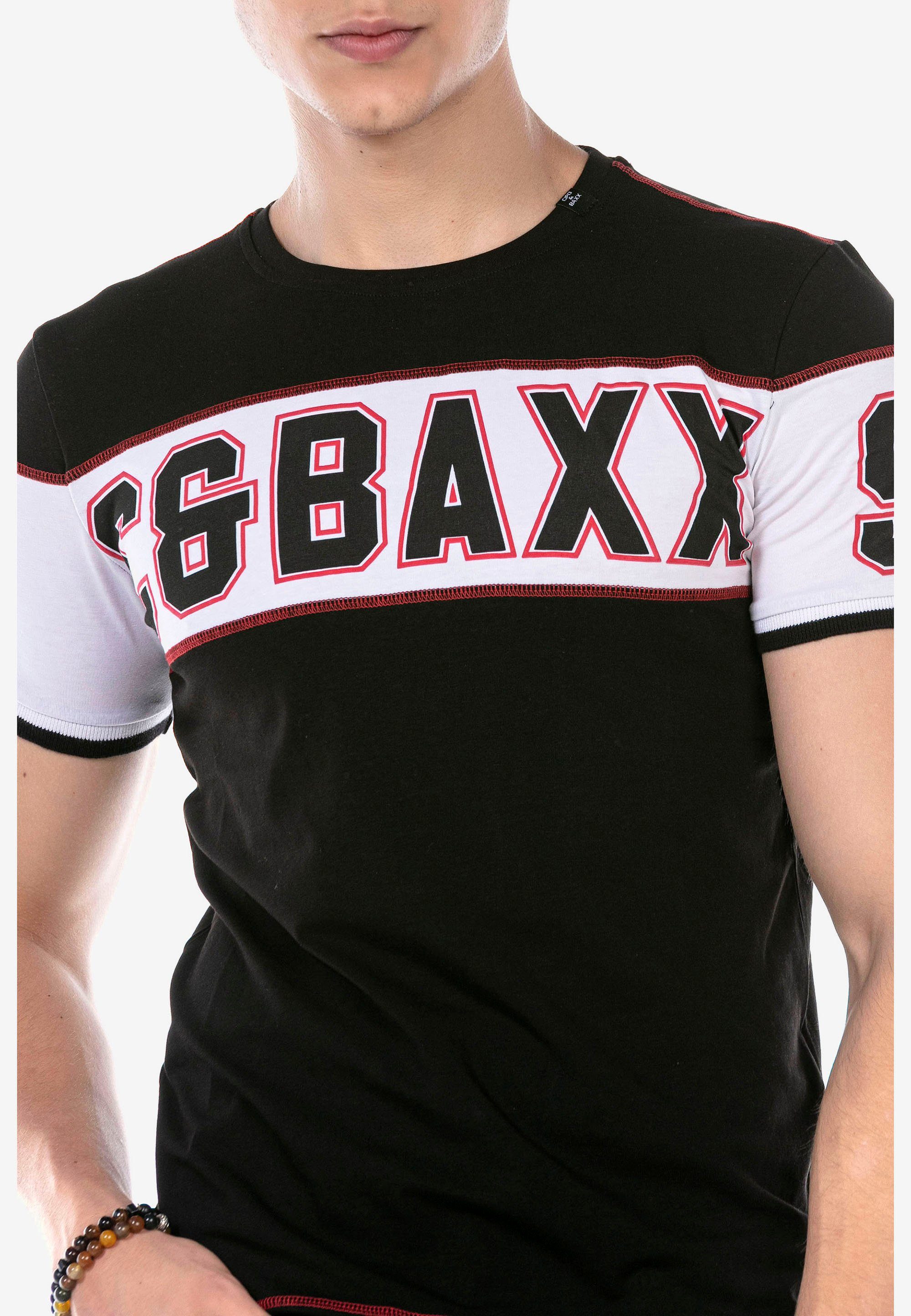 & auffälligem mit Baxx T-Shirt Cipo schwarz Print