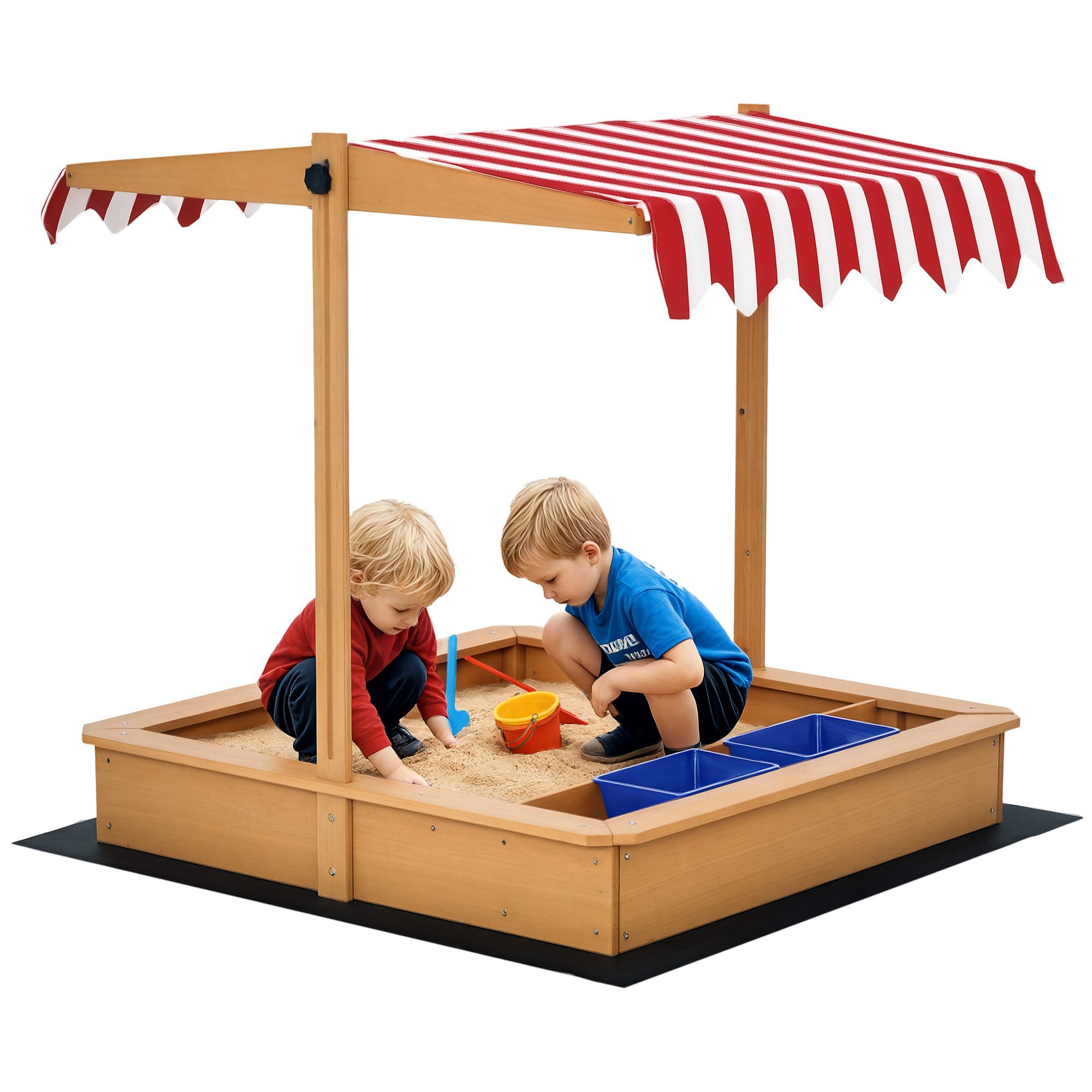 Outsunny Sandkasten mit Abdeckung Dach, (Sandmuschel, 1-tlg., Sandkiste), für Garten, Balkon, Gelb