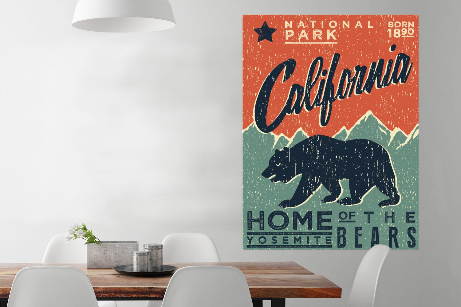 MuchoWow Poster Vintage-Poster Kalifornien, (1 St), Wandbild, Deko, Schlafzimmer, Wohnzimmer, Qualitätsdruck Dickes Papier