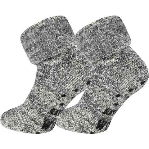 TippTexx 24 ABS-Socken 2 Paar ABS Stoppersocken Wollsocken Wintersocken mit Innenfrottee