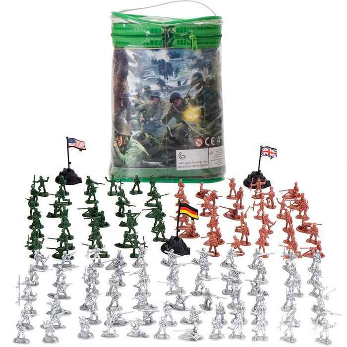 BeebeeRun Spielwelt 300 Stück Armee Soldaten Figuren Set (300-tlg) Militär Modell Spielsets Spielzeug Armee Soldaten in 3 Farben Mini Armee Figuren für Kinder ab 3 Jahren