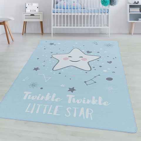 Teppich Sterne-Design, SIMPEX24, Rechteckig, Höhe: 7 mm, Kinderteppich Sterne-Design Teppich Kinderzimmer Rutschfest Waschbar