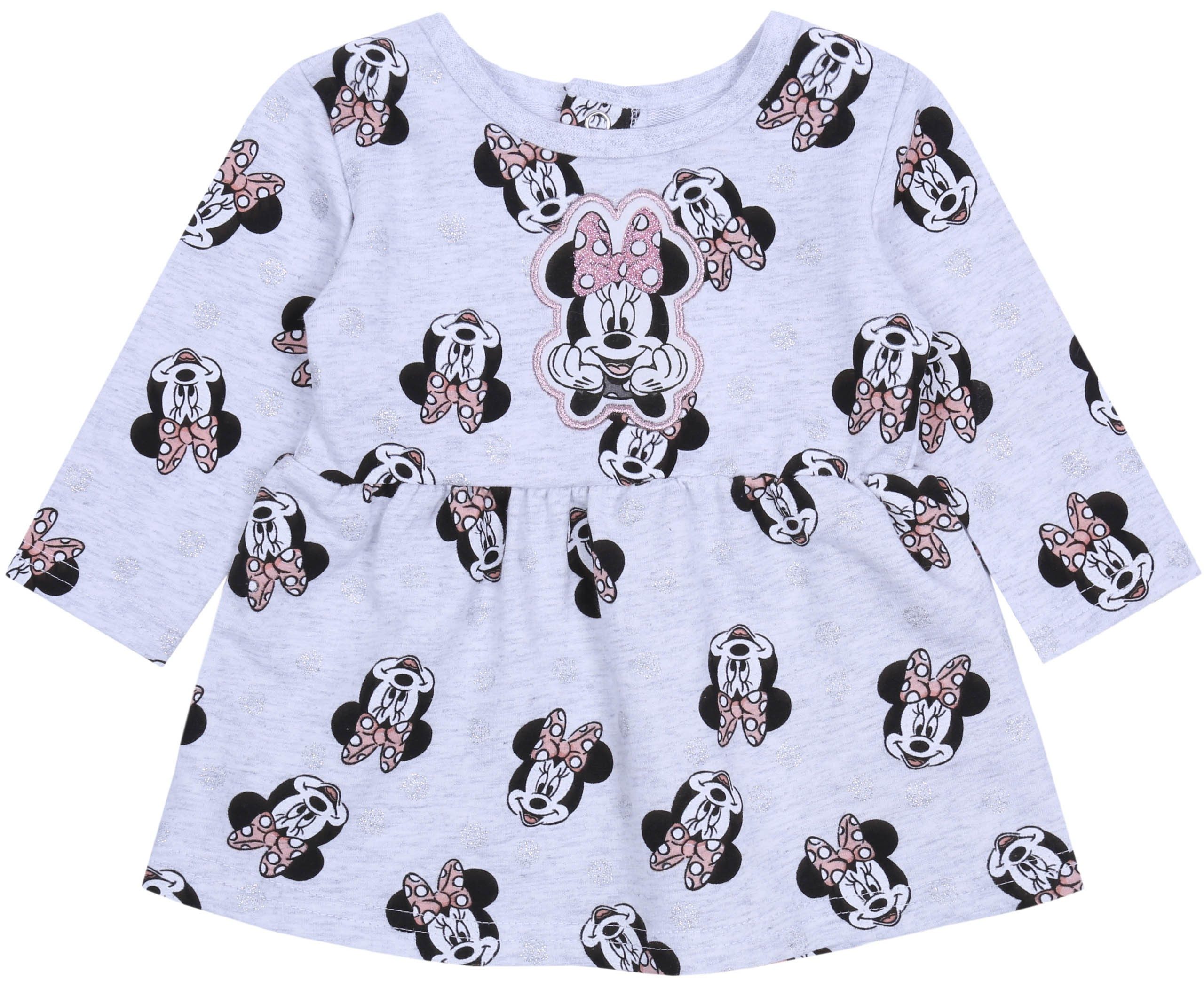 Disney Druckkleid Graues Kleid+Strumpfhose Minnie Mouse DISNEY 9-12 Monate
