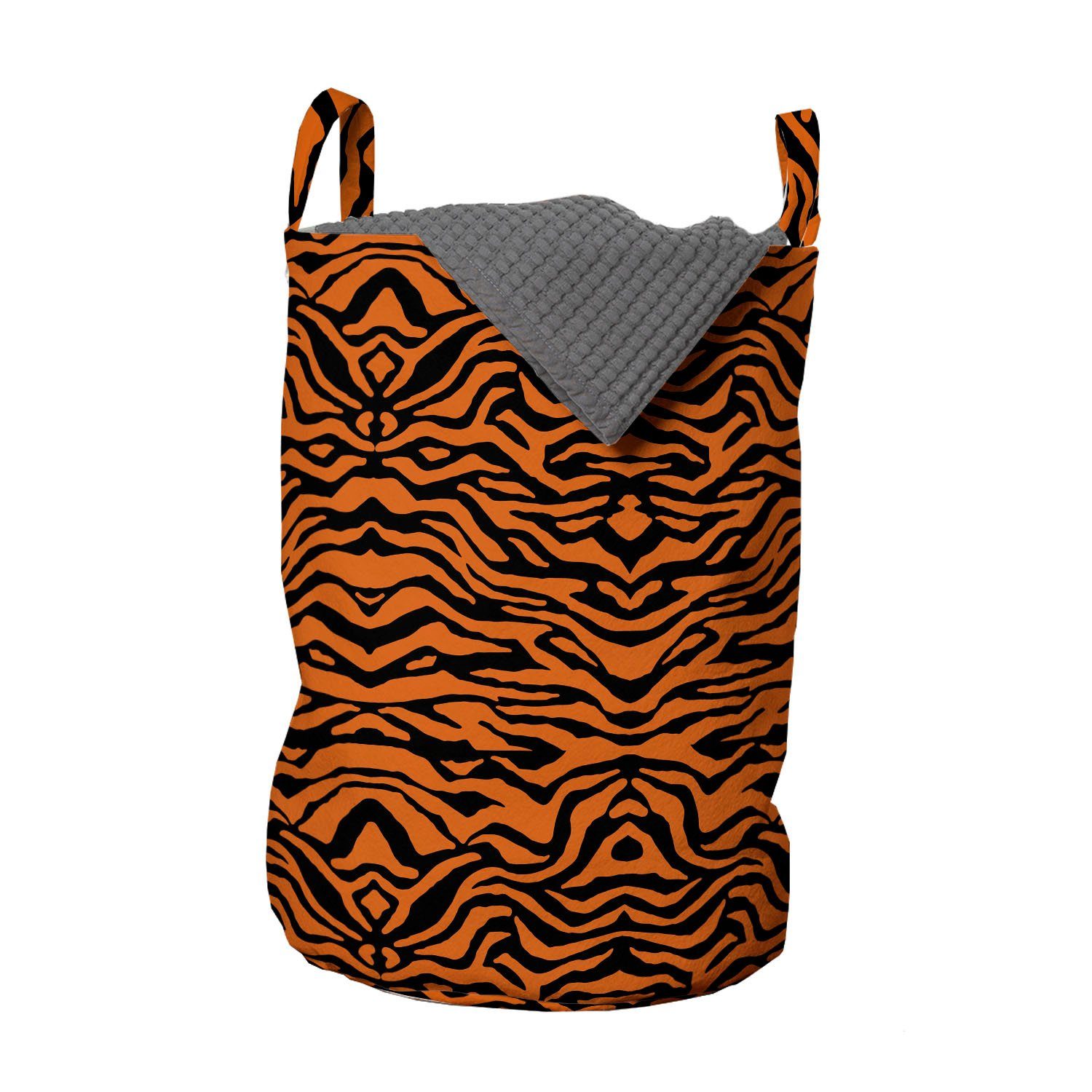 Abakuhaus Wäschesäckchen Wäschekorb mit Griffen Kordelzugverschluss für Waschsalons, Safari Dschungel-Tiger-Haut-Streifen