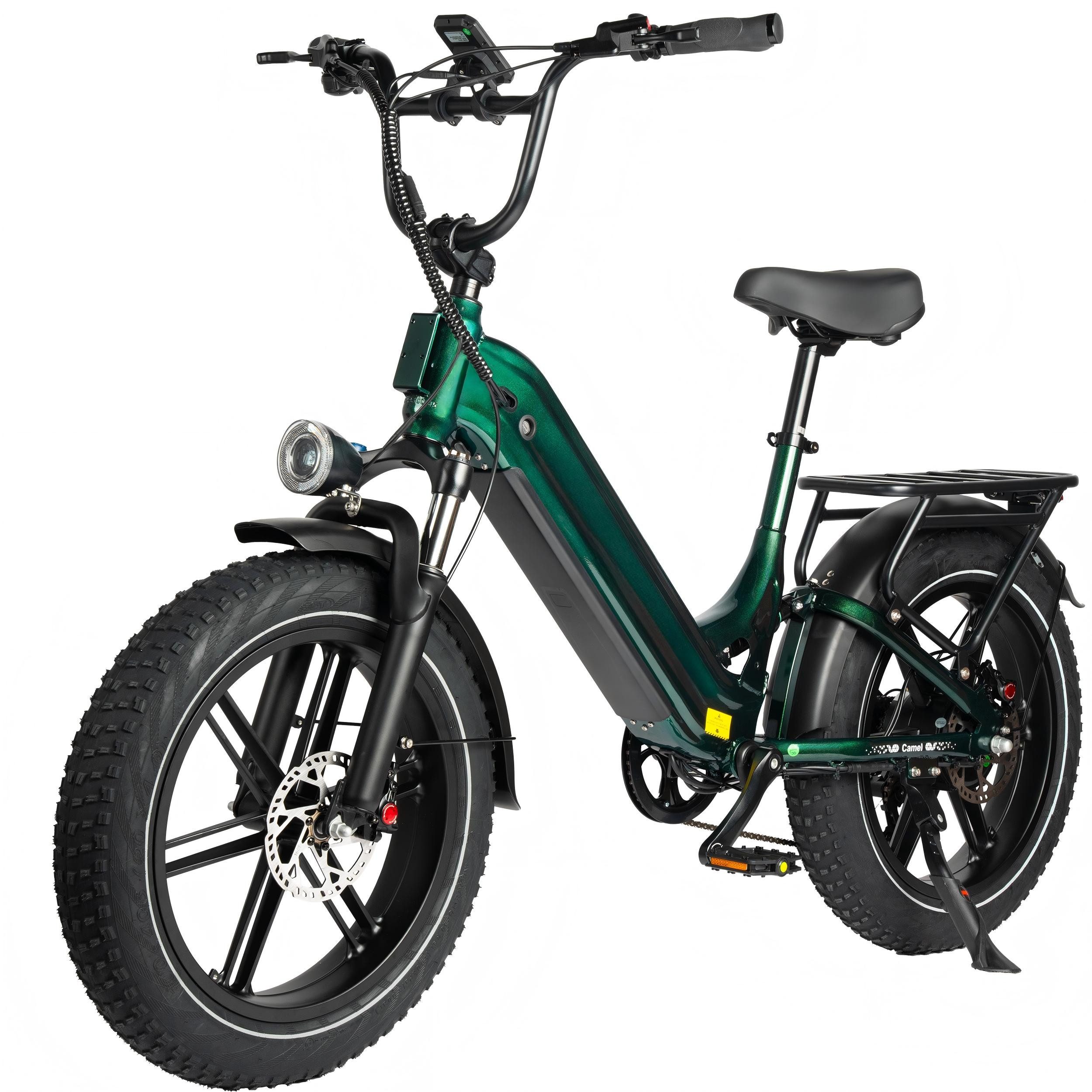 Vankel E-Bike Cityrad Camel E-Fahrrad Damen u. Herren 864WH Pedelec, 48V 18AH 120 km, Kettenschaltung, Heckmotor, 864 Wh, (Beleuchtungsset mit Batterieladegerät, Batterieschlüssel, Werkzeug), Fatbike E-Bikes 250W, 120km Reichweite, 20×4.0" Reifen