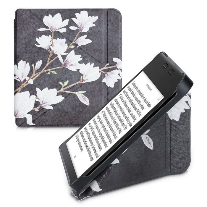 kwmobile E-Reader-Hülle Hülle für Tolino Vision 6 Kunstleder eReader Schutzhülle - Flip Cover Case - Magnolien Design