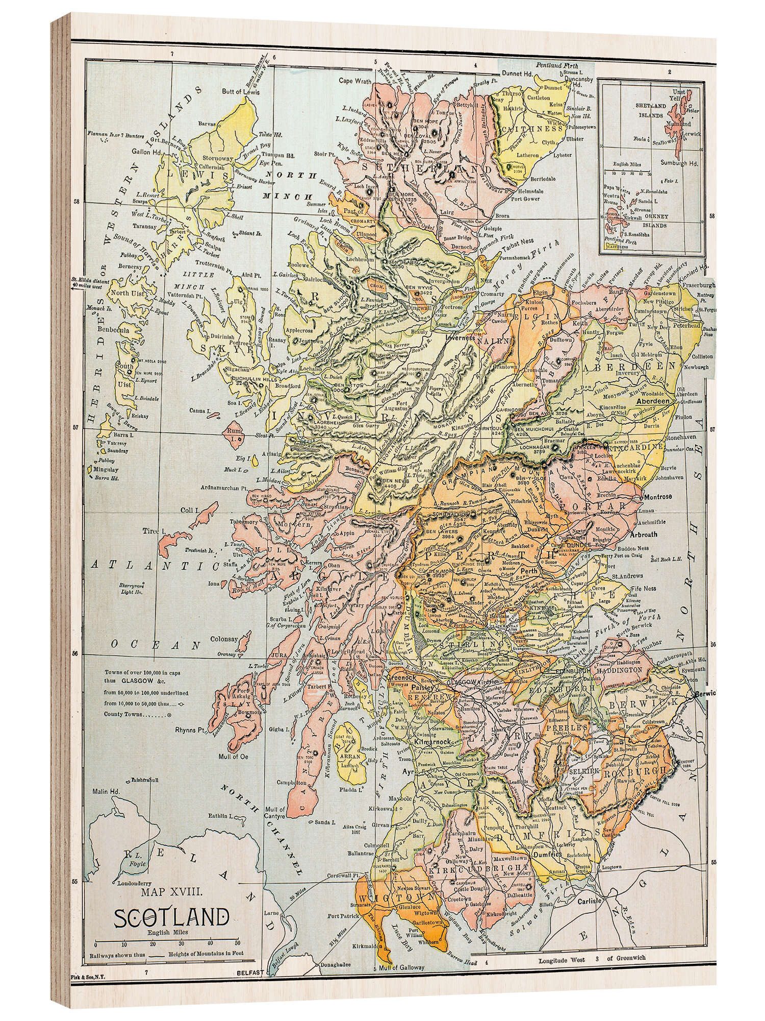 Posterlounge Wandbild Karte: Schottland (Englisch), Granger Collection, erhältlich als Poster, Leinwandbild, Wandsticker oder Acrylglasbild