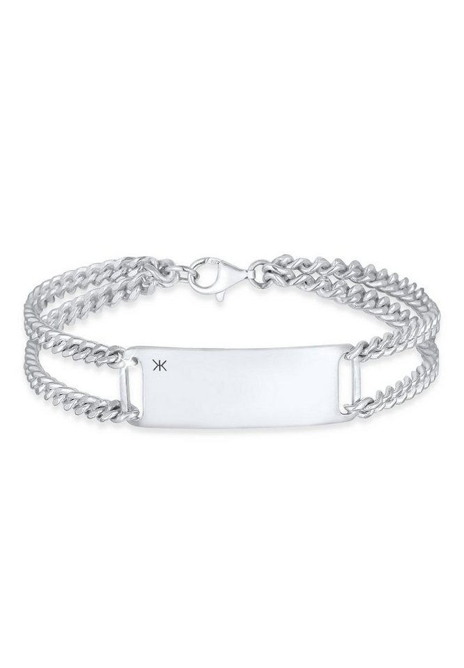 Kuzzoi Armband Herren ID-Armband Platte Basic 925 Sterling Silber, Aus  glänzendem Silber 925, zeitlos, elegant