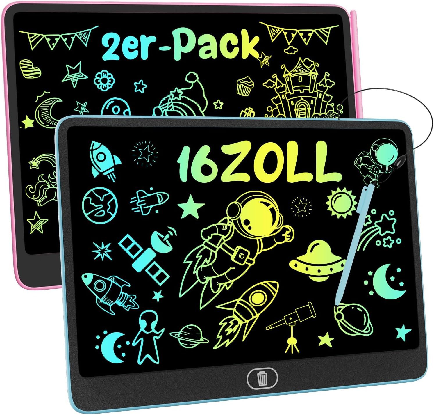 FELIXLEO Zaubertafel 2 Stück 16 Zoll LCD Schreibtafel Kinder Zaubertafel mit Stift, (1-tlg)