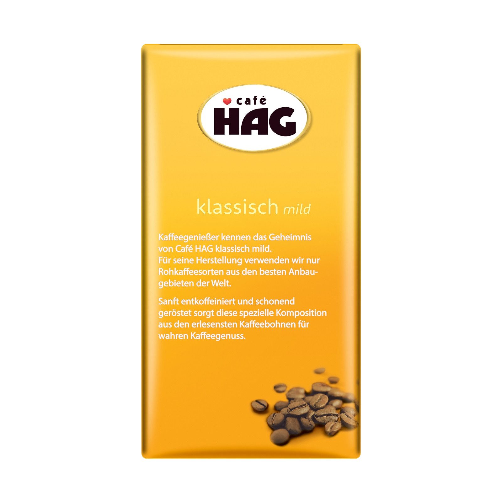 Café HAG Kaffee Filterkaffee Klassisch mild entkoffeiniert 12 x 500g koffeinfrei, 6000 g, (Packung, 12er Pack)