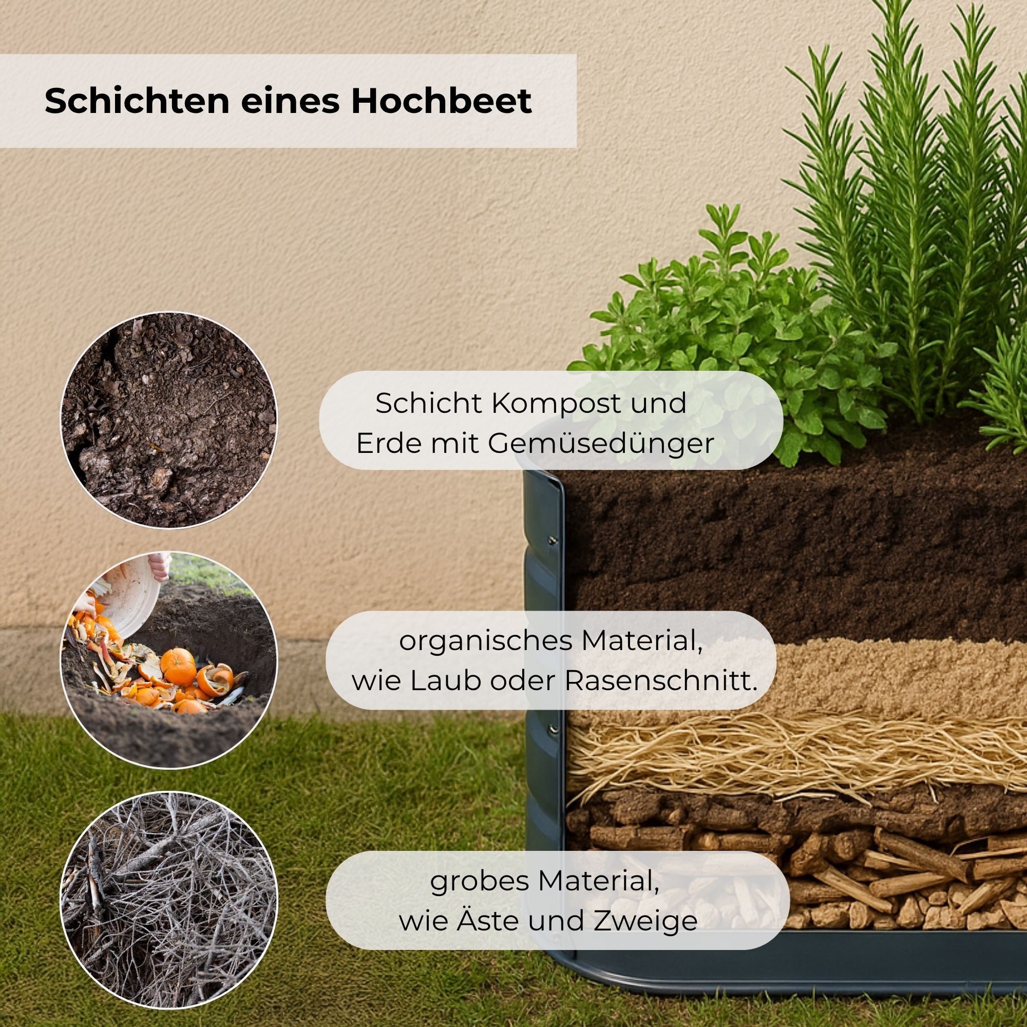 osoltus Hochbeet osoltus Hochbeet Gartenbeet Pflanzbeet halbrund aus Metall 105 x 60 x – Bild 5 von 5