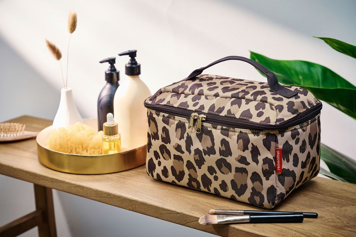 REISENTHEL® Kulturbeutel BEAUTYCASE, 4 Liter, Beige, Braun, Polyester, Wasserabweisend, mit Reißverschluss