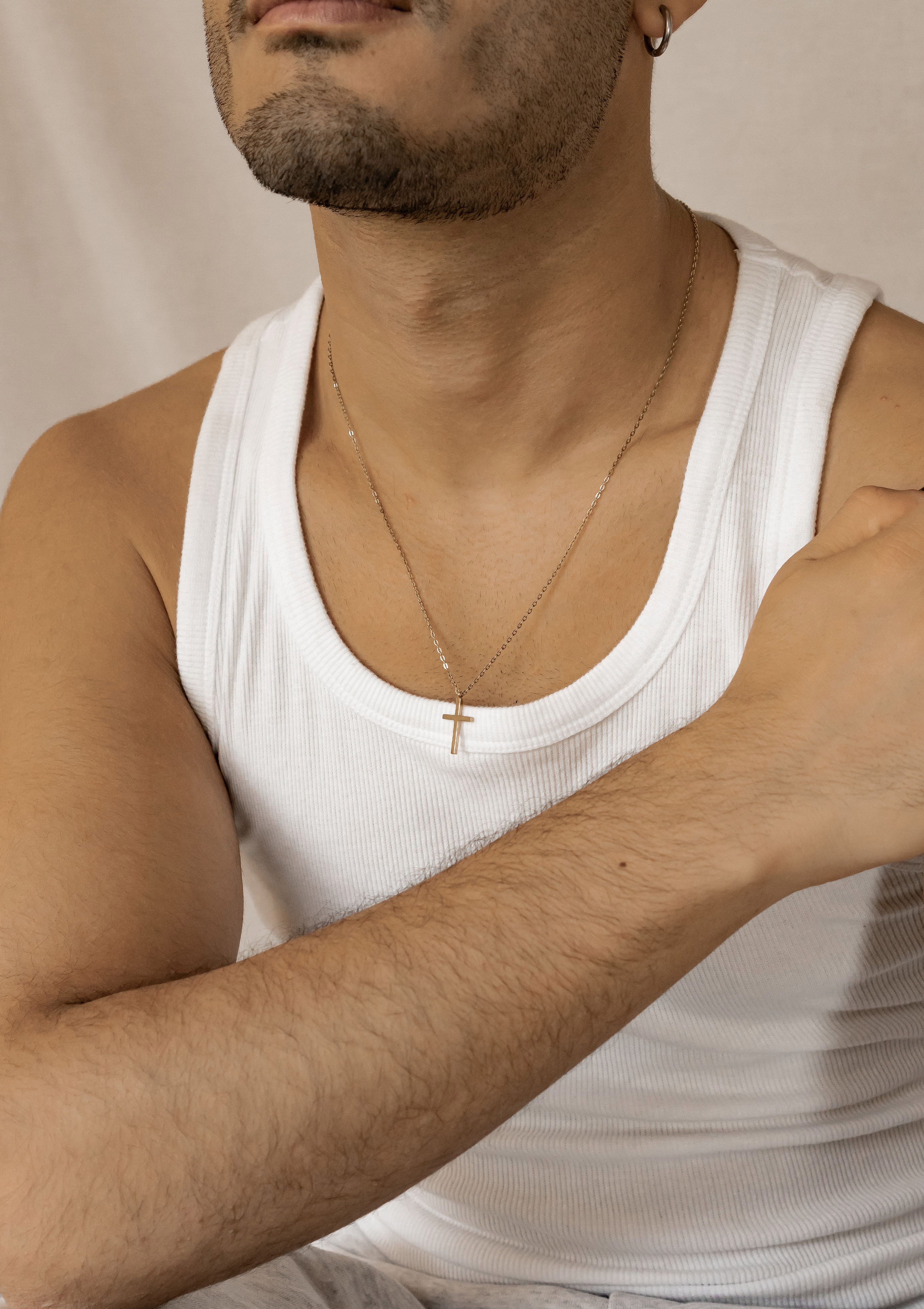 Hey Happiness Kreuzkette Herren aus Edelstahl, 55-60 cm, Männer Halskette mit Kreuzanhänger, wasserfest