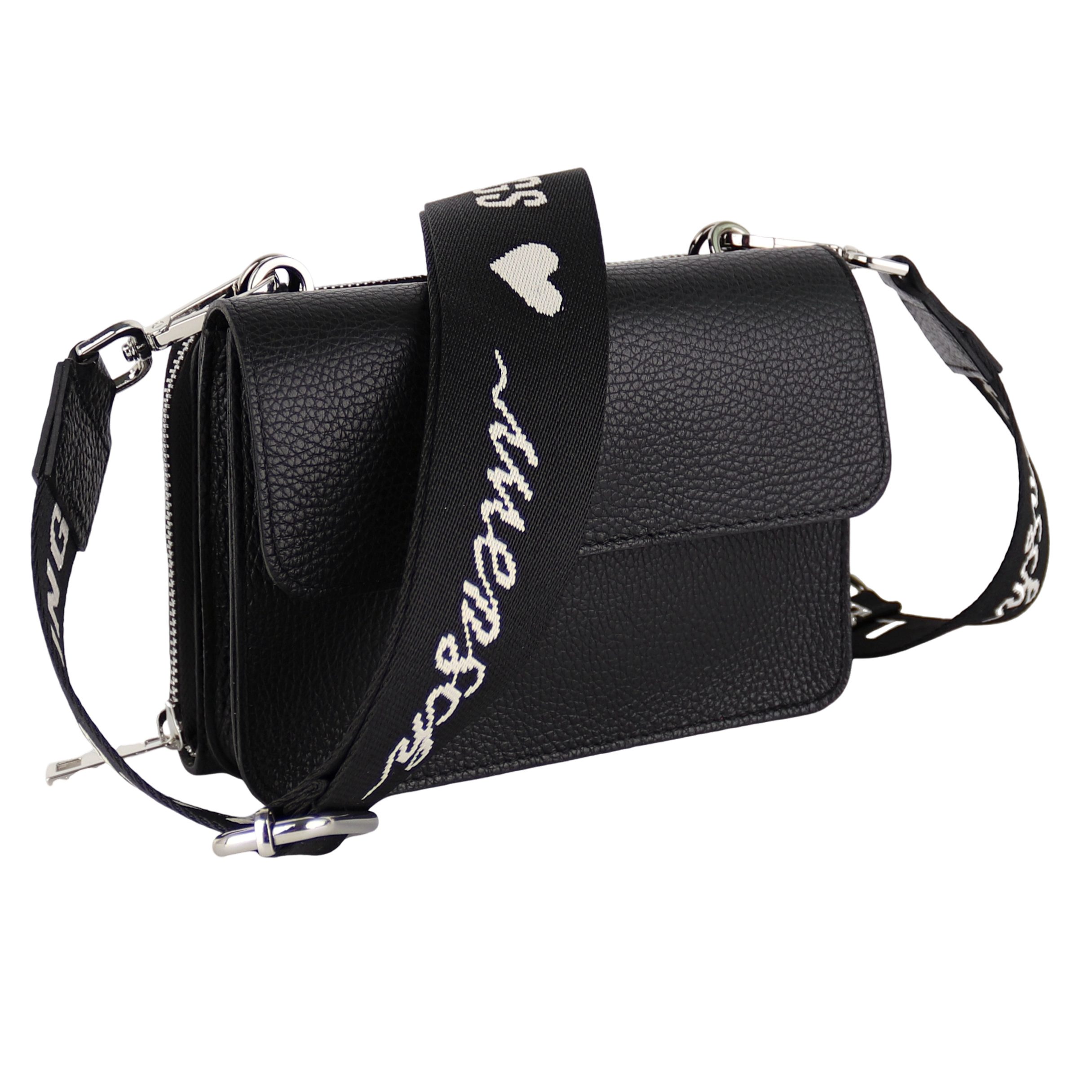 MIRROSI Umhängetasche 2-in-1 Design aus Echtleder, made in Italy (Schultertasche für jeden Anlass (1 Tasche & 2 Gurte), (19x13x6cm), Crossbody Bag), Kombinierte Geldbörse und kleine Tasche