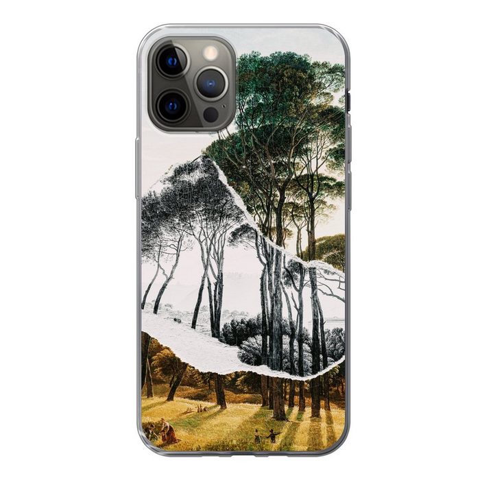 MuchoWow Handyhülle Italienische Landschaft Schirmkiefern - Kunst - Hendrik Voogd - Handyhülle Apple iPhone 12 Pro Smartphone-Bumper Print Handy